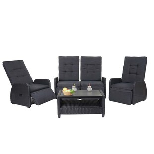Garnitur MCW-J35, Lounge-Set Sitzgruppe Sofa, Spun Poly halbrundes Poly-Rattan ~ anthrazit, Kissen anthrazit 