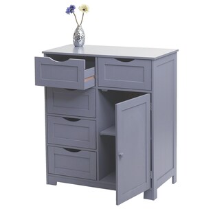 Kommode MCW-B65, Schubladenschrank Schrank, 5 Schubladen und 1 Tür 80x70x35cm ~ grau 