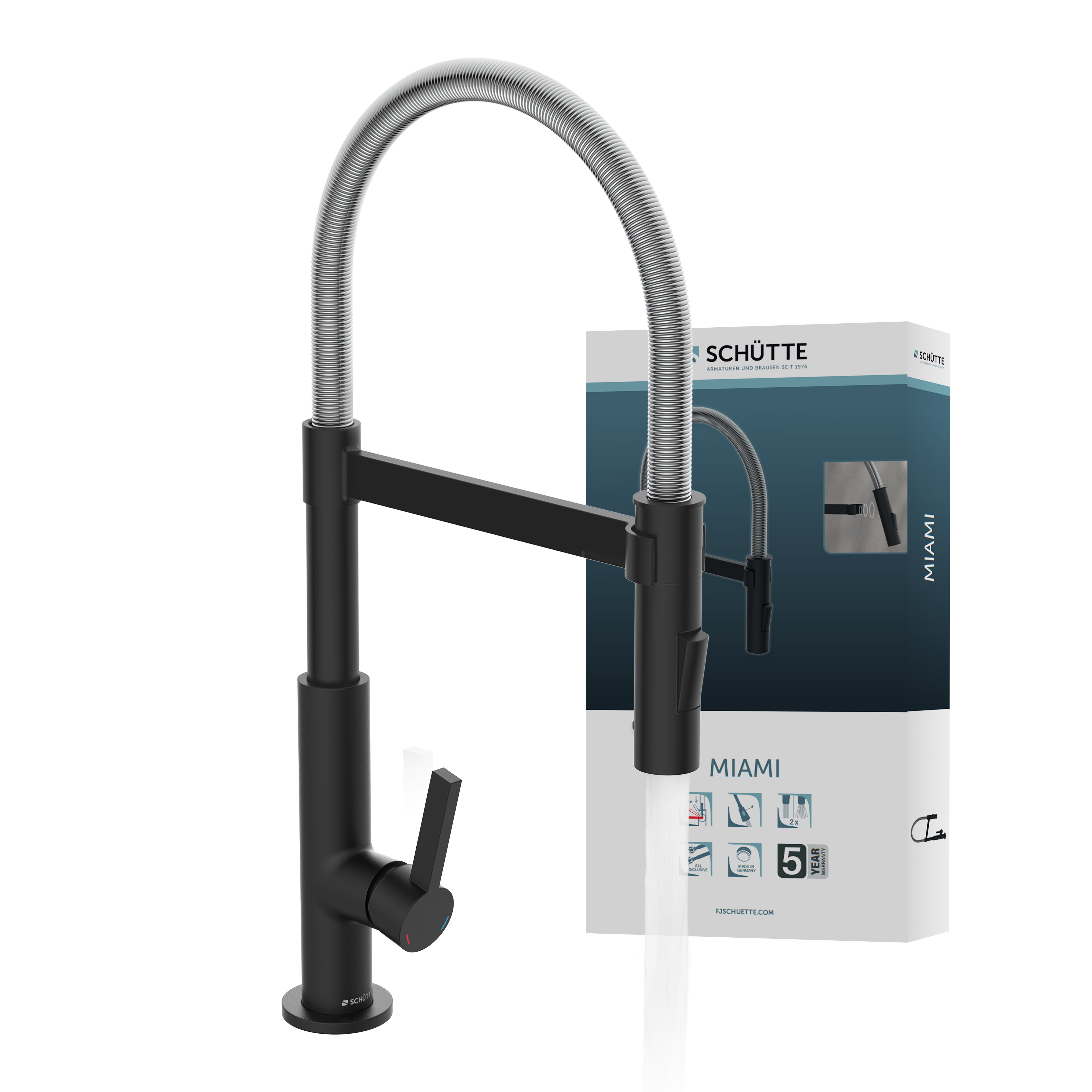 SCH&Uuml;TTE K&uuml;chenarmatur MIAMI mit Geschirrbrause Chrom/Schwarz matt 