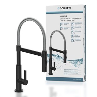 SCHÜTTE Küchenarmatur MIAMI mit Geschirrbrause Chrom/Schwarz matt 