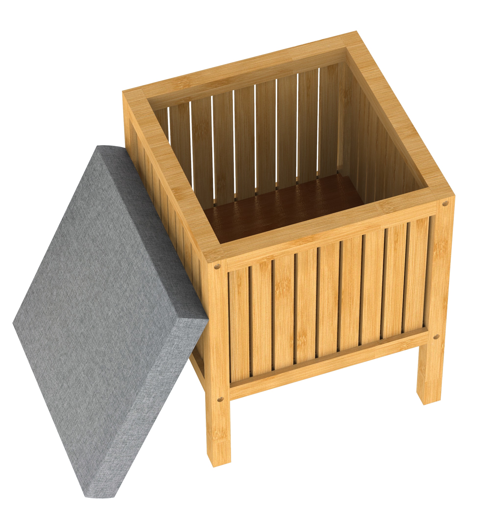 EISL W&auml;schekorb Bambus, W&auml;schesammler mit Sitzkissen 