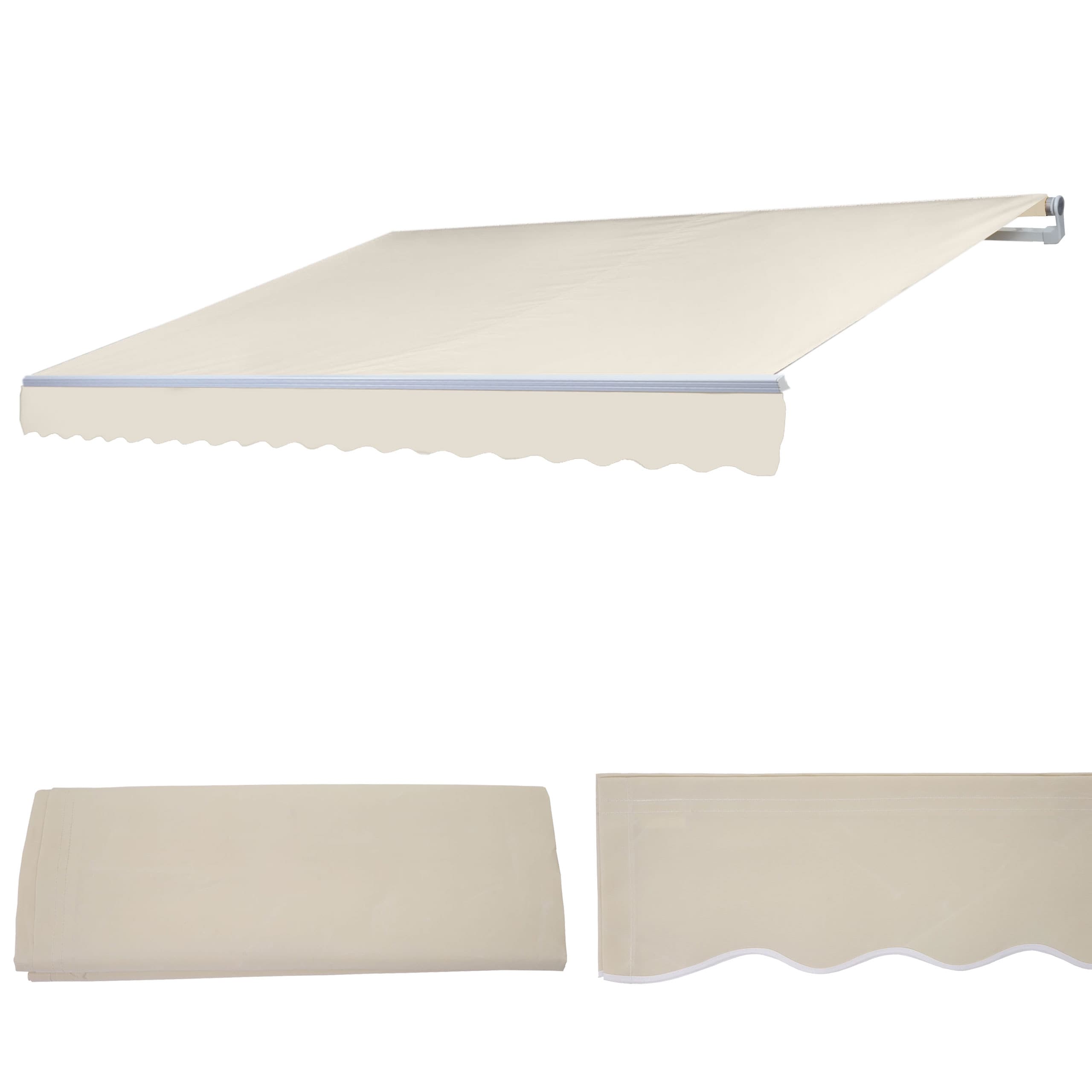Ersatz-Bezug f&uuml;r Markise H791, Gelenkarmmarkise Ersatzbezug Sonnenschutz, 4,5x3m ~ Polyester creme 