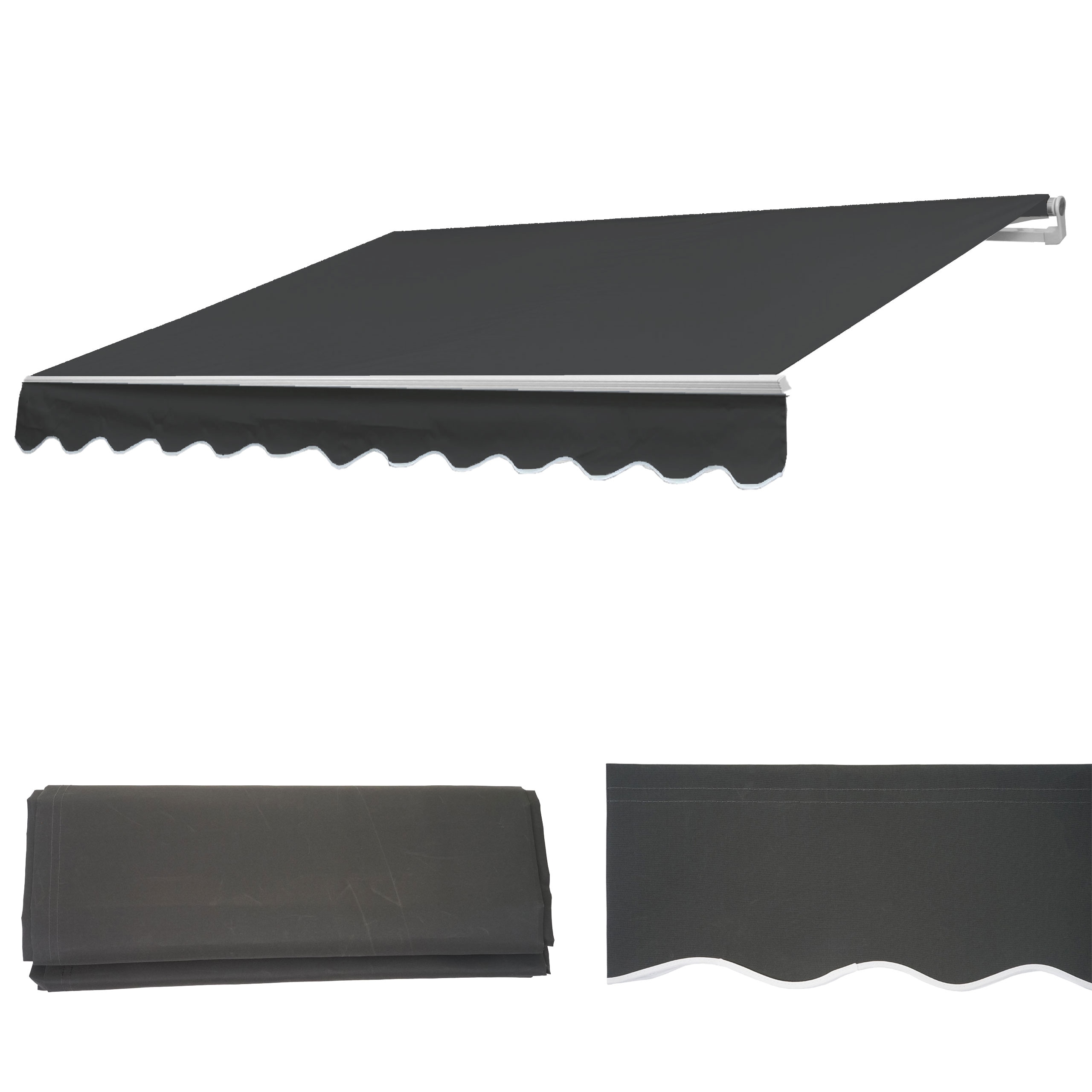 Ersatz-Bezug f&uuml;r Markise H791, Gelenkarmmarkise Ersatzbezug Sonnenschutz, 4,5x3m ~ Polyester anthrazit 
