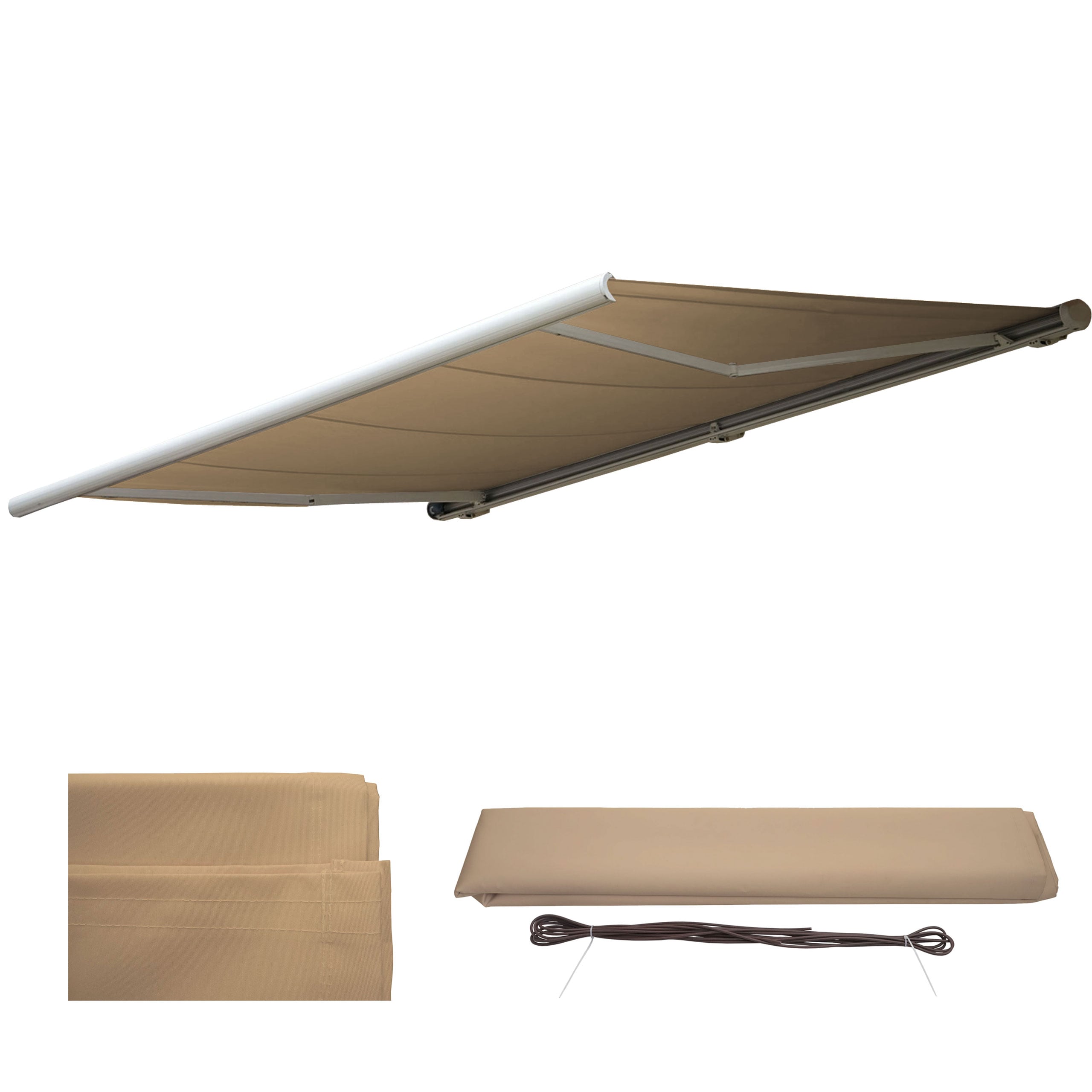 Ersatz-Bezug f&uuml;r Markise H123, Vollkassette Ersatzbezug Sonnenschutz 4,5x3m ~ Polyester creme 