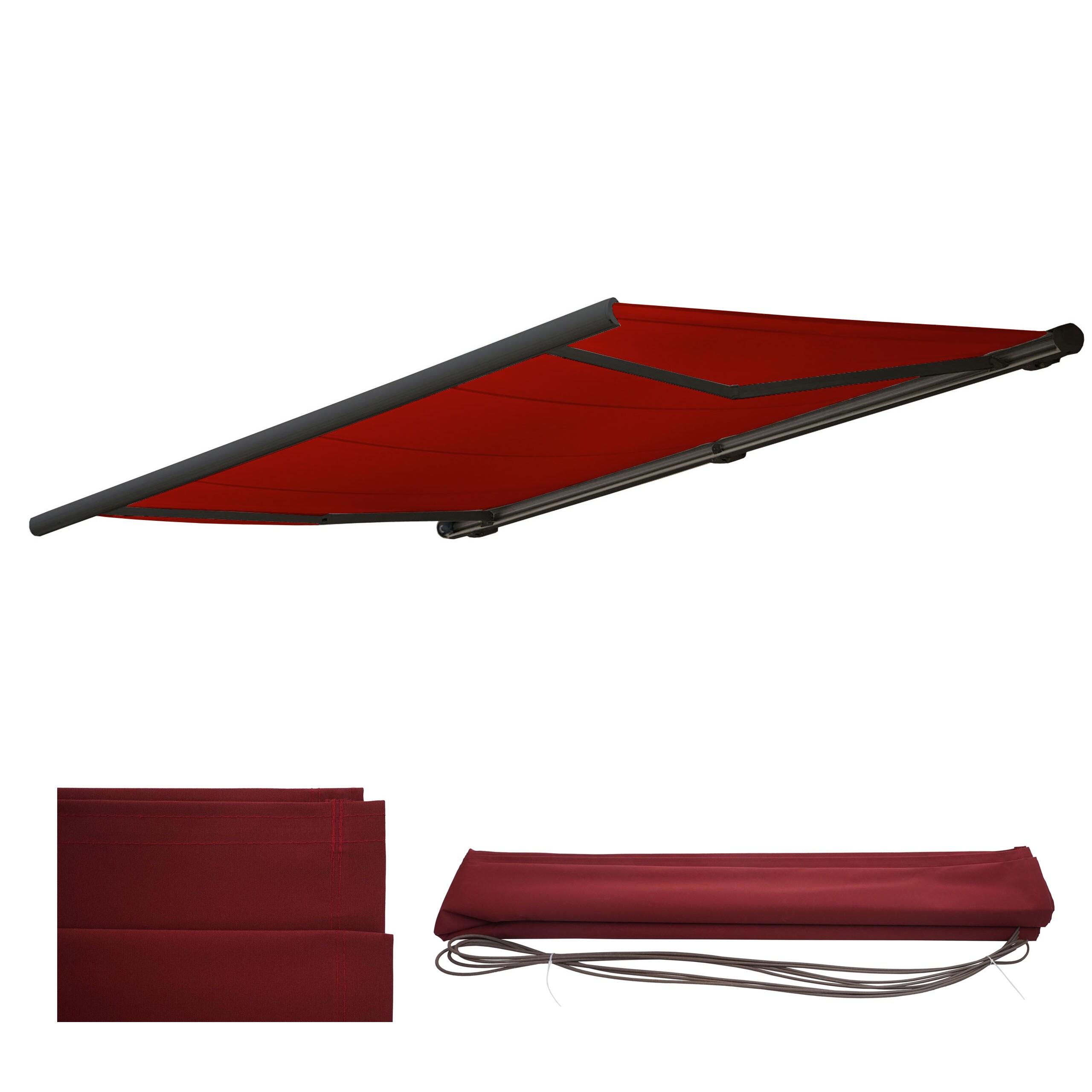 Ersatz-Bezug f&uuml;r Markise H123, Vollkassette Ersatzbezug Sonnenschutz 4,5x3m ~ Acryl bordeaux-rot 