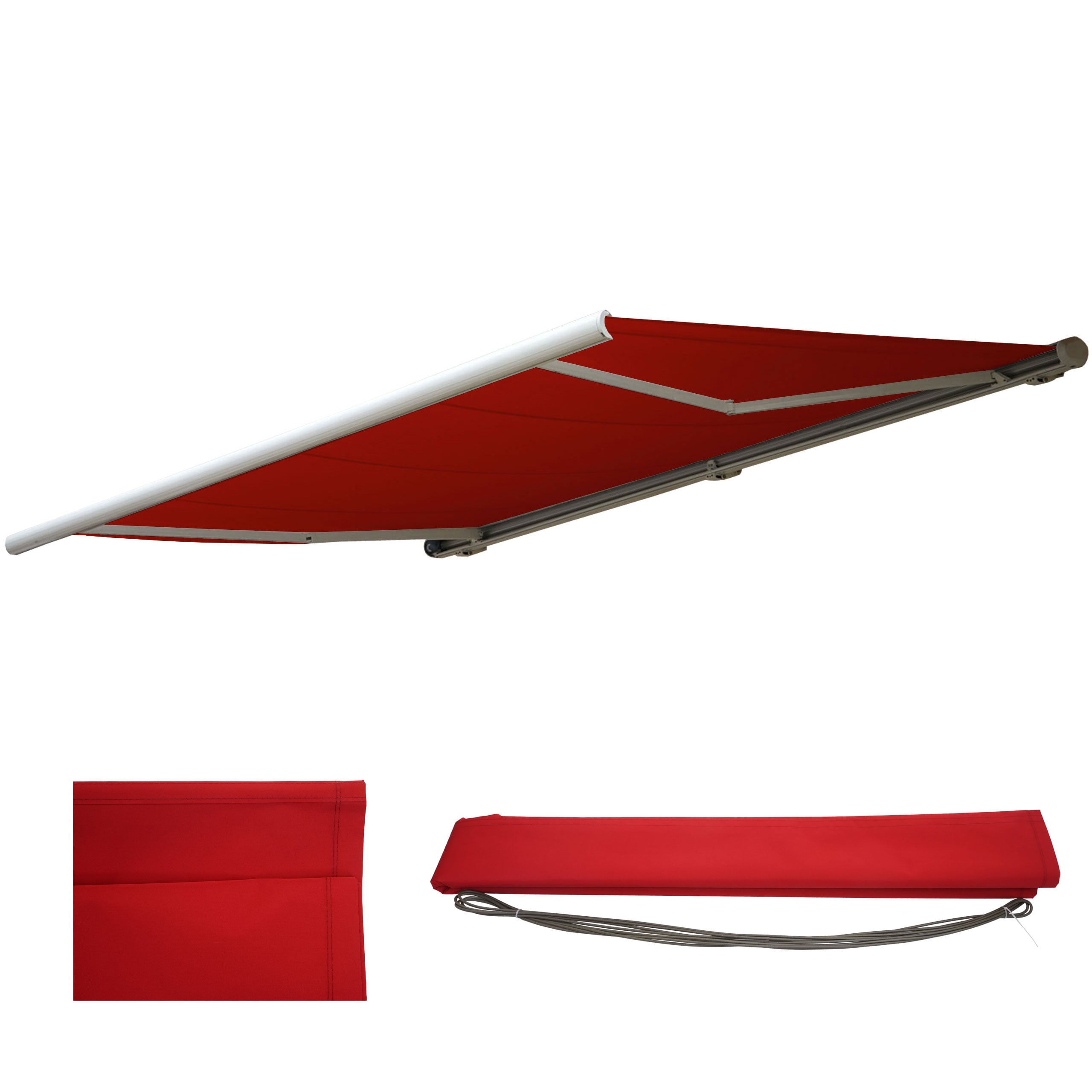 Ersatz-Bezug f&uuml;r Markise H122, Vollkassette Ersatzbezug Sonnenschutz 4x3m ~ Polyester bordeaux-rot 