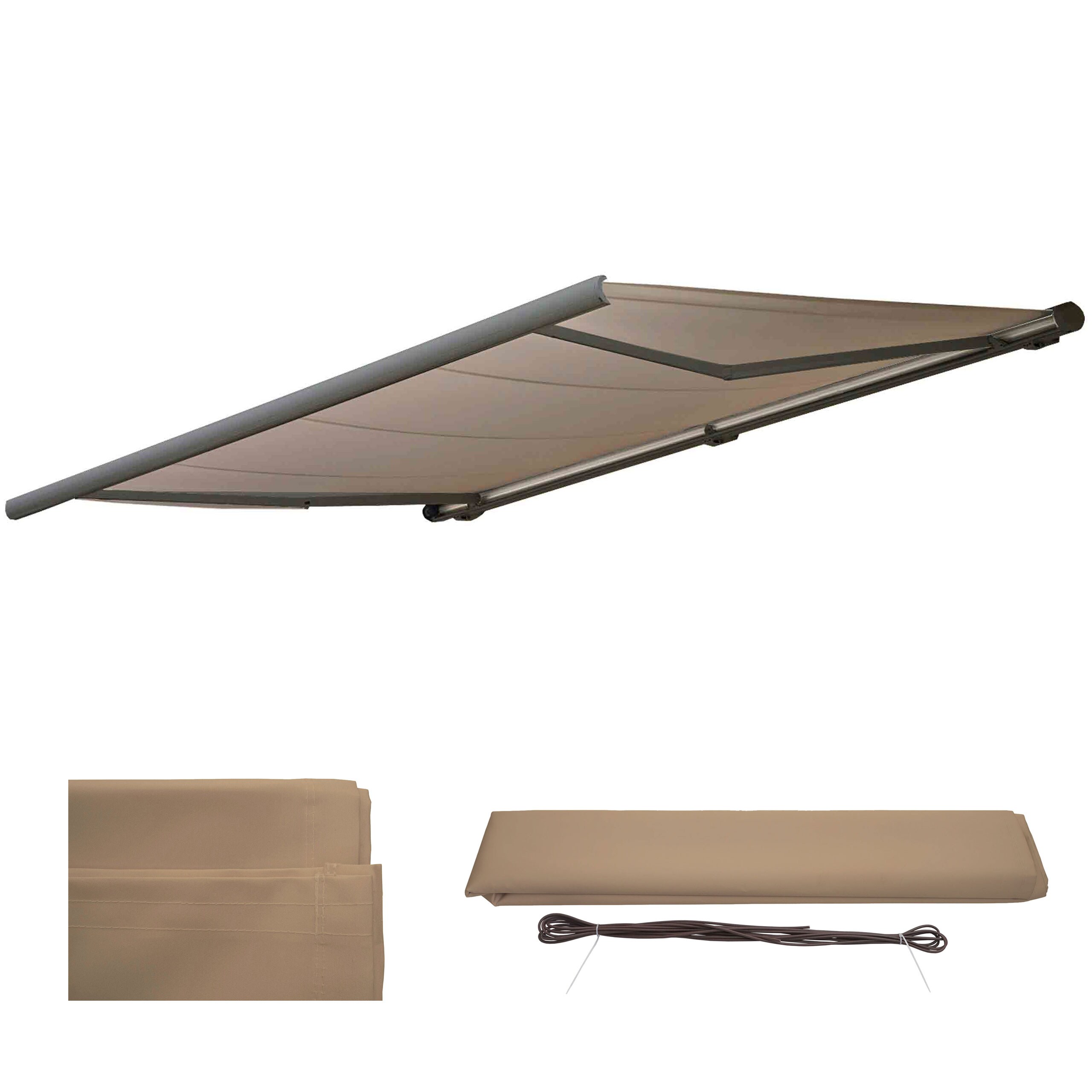 Ersatz-Bezug f&uuml;r Markise H122, Vollkassette Ersatzbezug Sonnenschutz 4x3m ~ Polyester sand 
