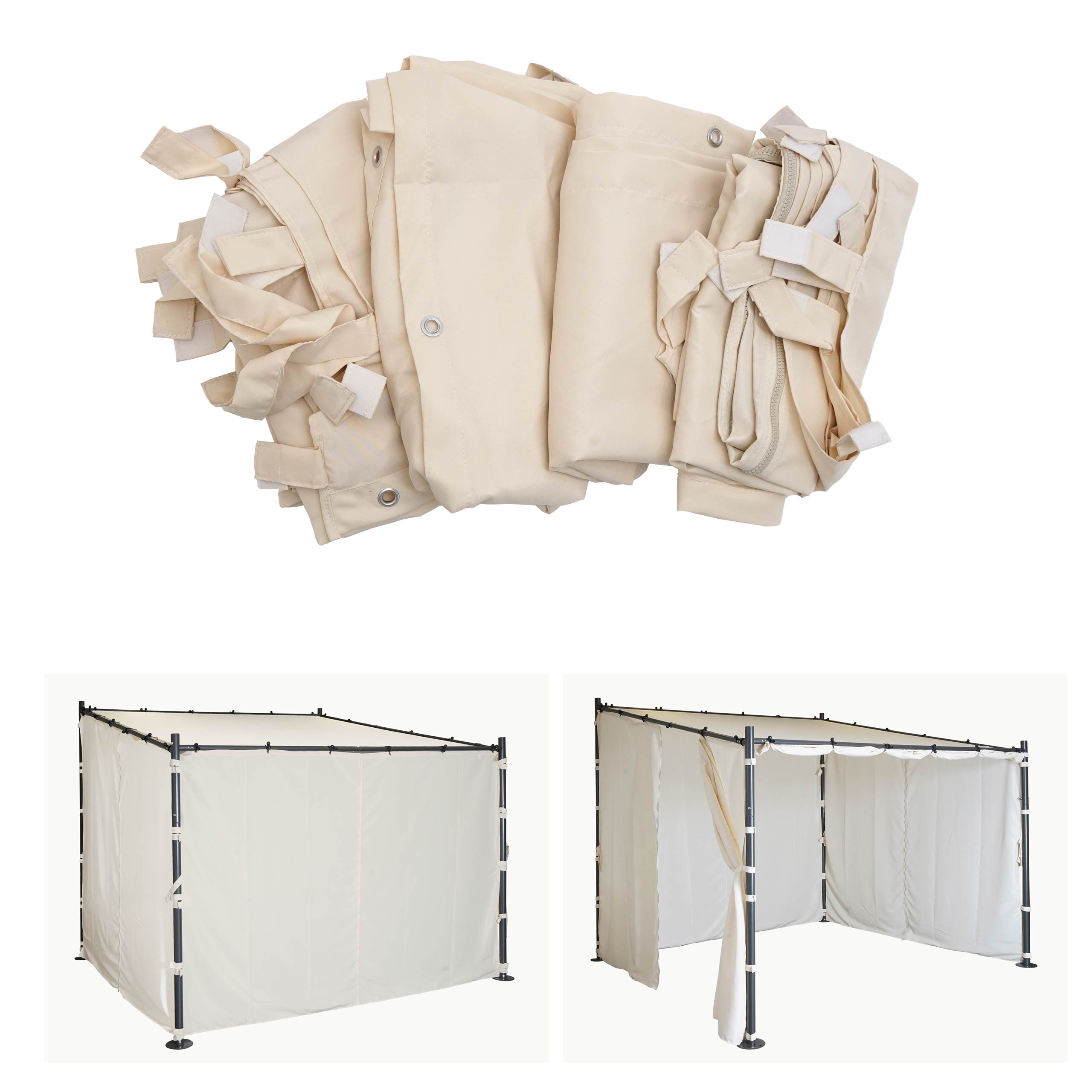 4er-Set Seitenwand f&uuml;r Pergola MCW-A22, Ersatzseitenwand Pavillon, 3x3m Polyester ~ creme 
