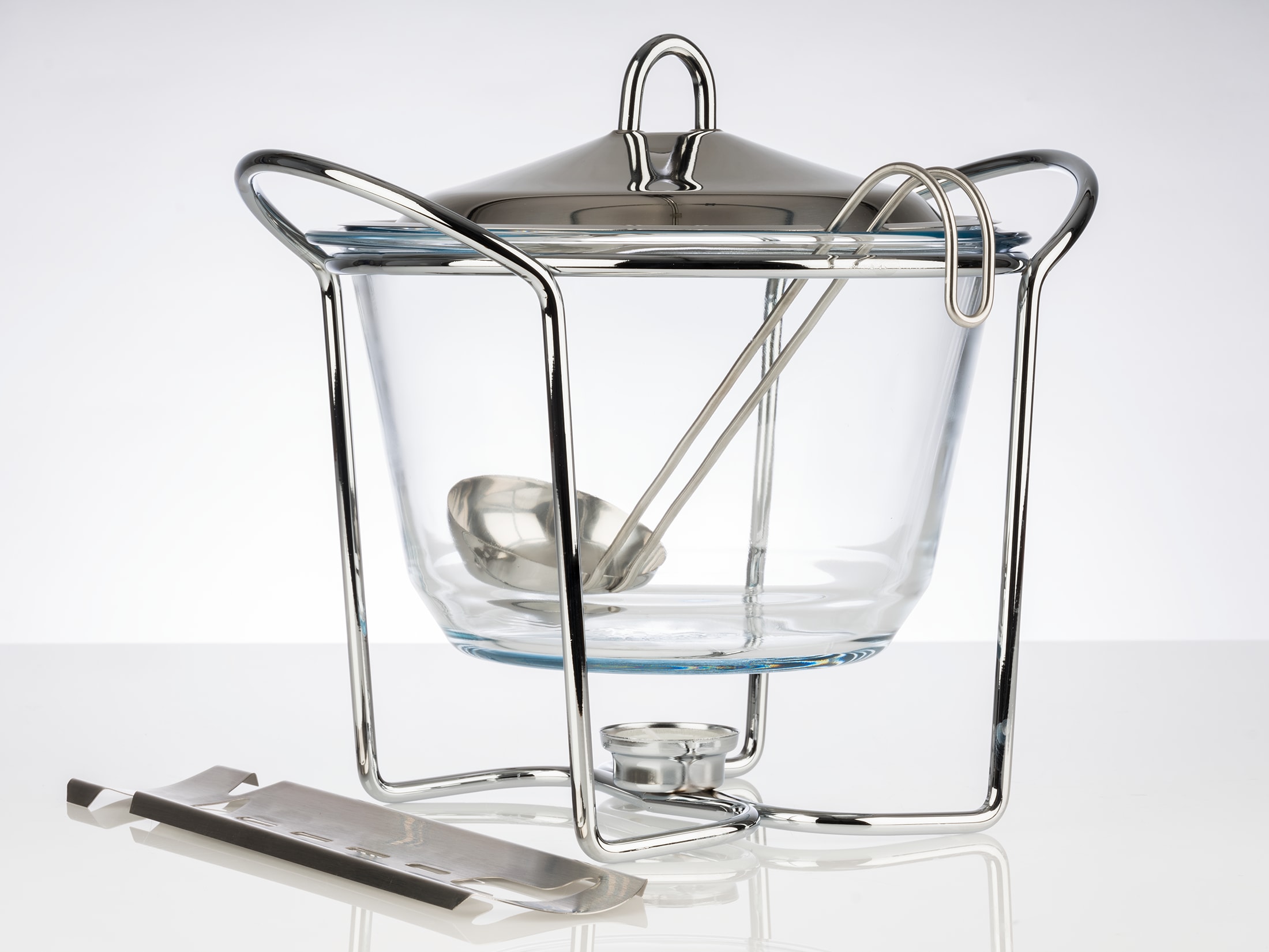 APS Feuerzangenbowle mit St&ouml;vchen, Metall verchromt 