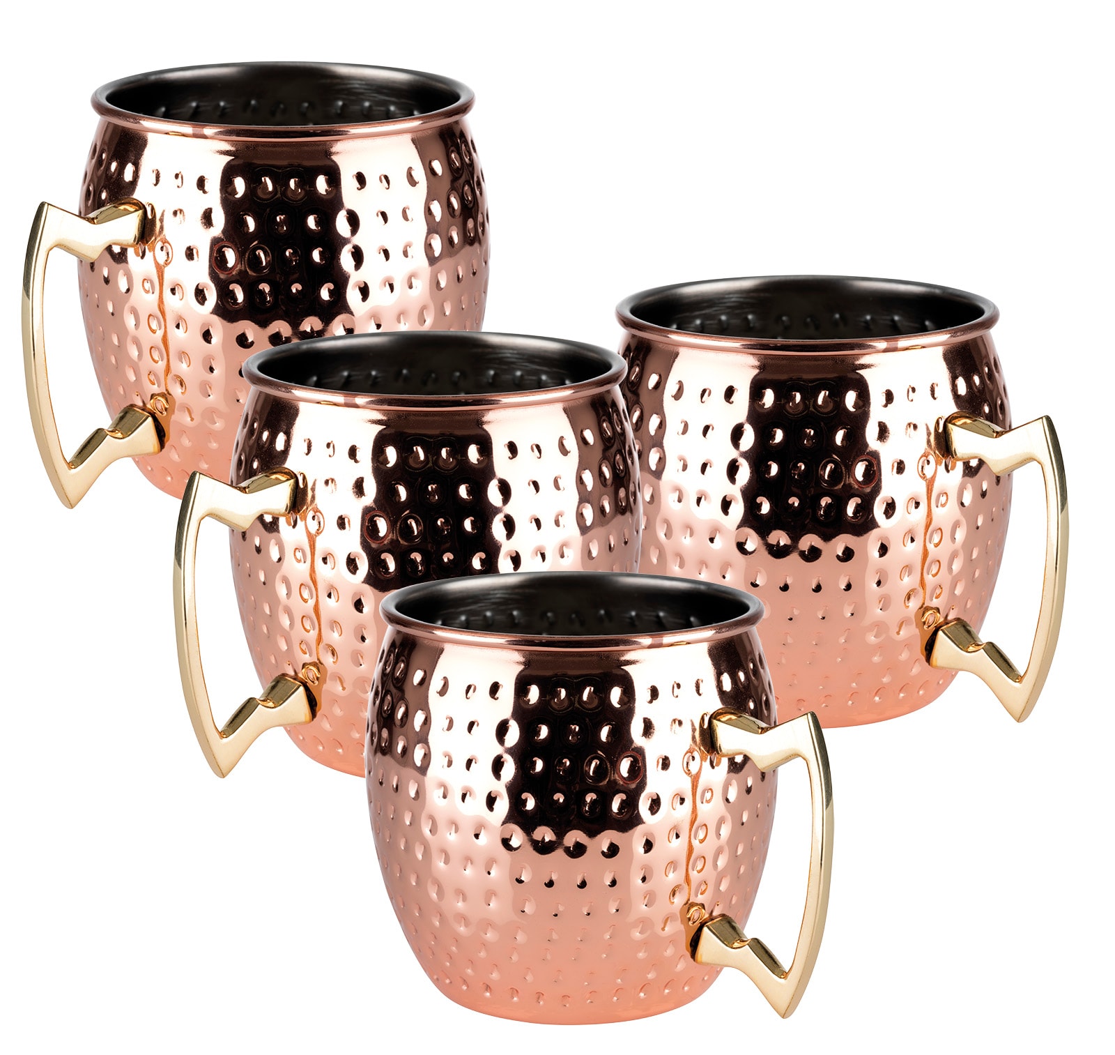 APS 4er Set Moscow Mule Becher 500 ml Kupfer gl&auml;nzend 