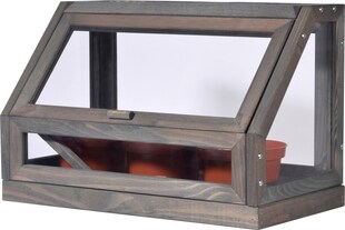 dobar Mini-Gewächshaus für Jungpflanzen und Kräuter inkl. Töpfe | ca. 38 x 20 x 24,5 cm 