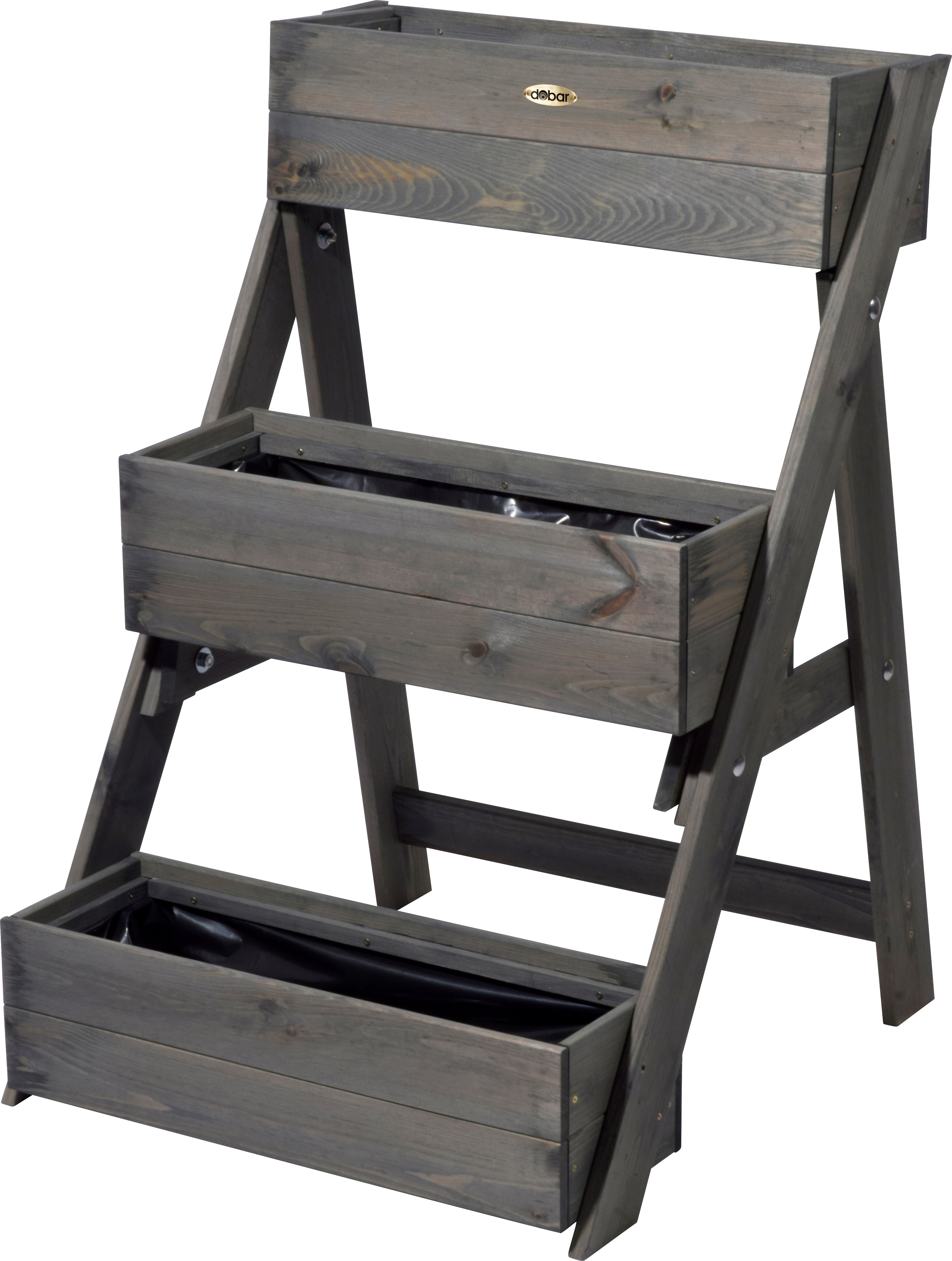 dobar Dreistufige Pflanztreppe aus Holz, Blumenk&auml;sten inkl. Pflanzfolie | versch. Farben 
