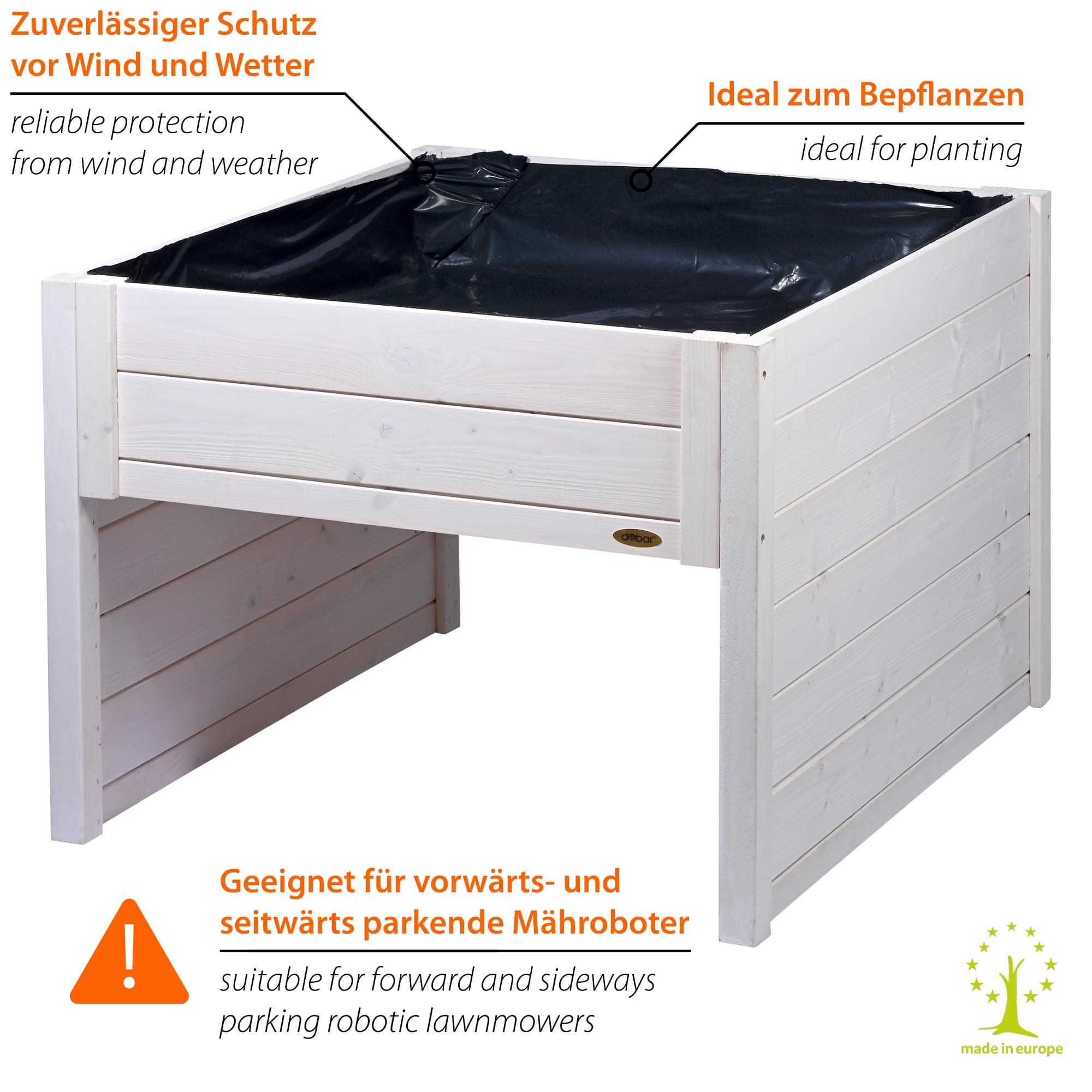 dobar M&auml;hrobotergarage mit integriertem Pflanzkasten, Automower-Unterstand | versch. Farben 