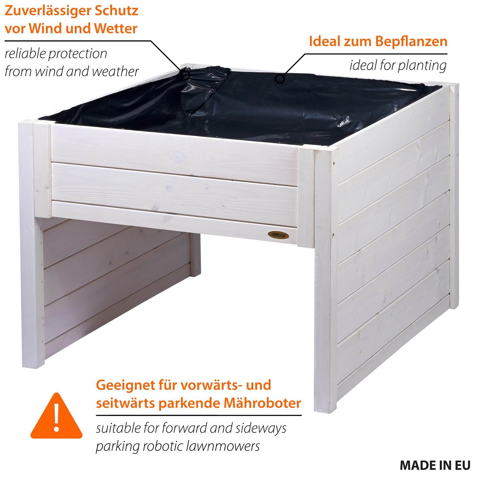 dobar Mährobotergarage mit integriertem Pflanzkasten, Automower-Unterstand   versch. Farben