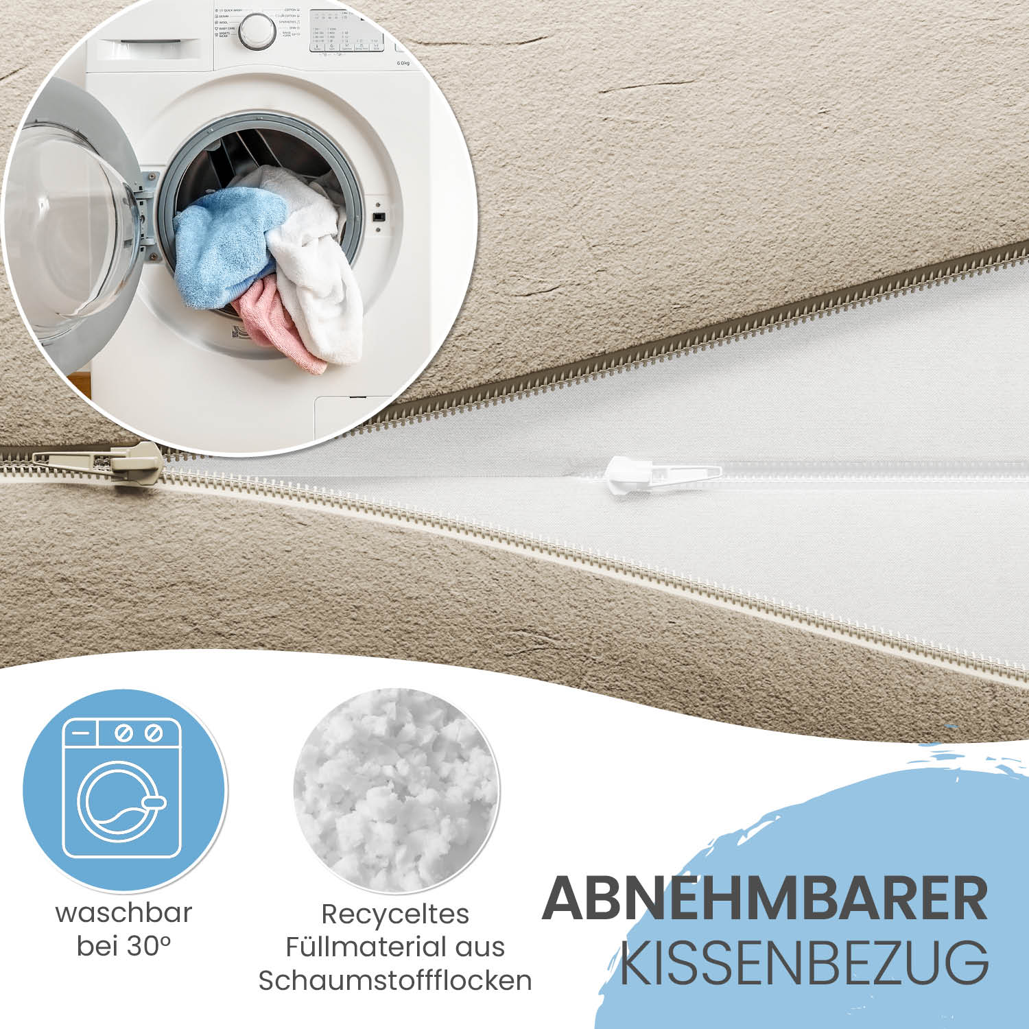 ELONEO R&uuml;ckenkissen, Lesekissen f&uuml;r Bett und Sofa mit Armlehnen &ndash; Ideal als R&uuml;ckenst&uuml;tze f&uuml;r mehr Halt und Komfort von R&uuml;cken, Kopf und Nacken, Creme 