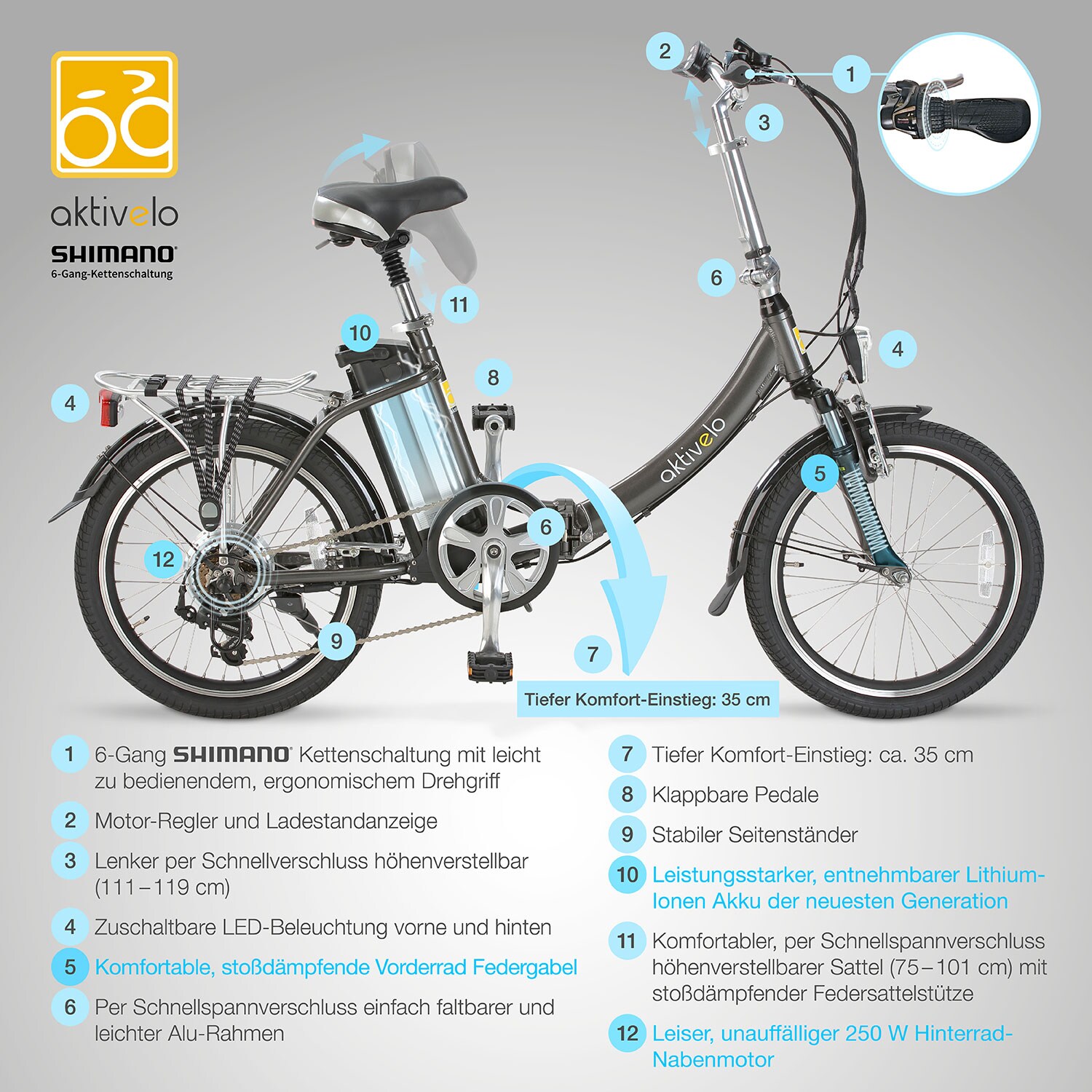 aktivelo Alu-Elektro-Faltrad Klapprad Sport, 20 Zoll bei Marktkauf online  bestellen