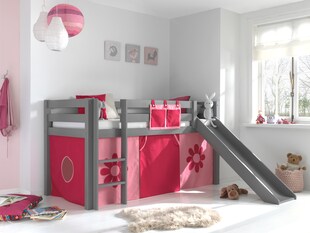 Spielbett Pino mit Rutsche und Textilset versch. Designs 