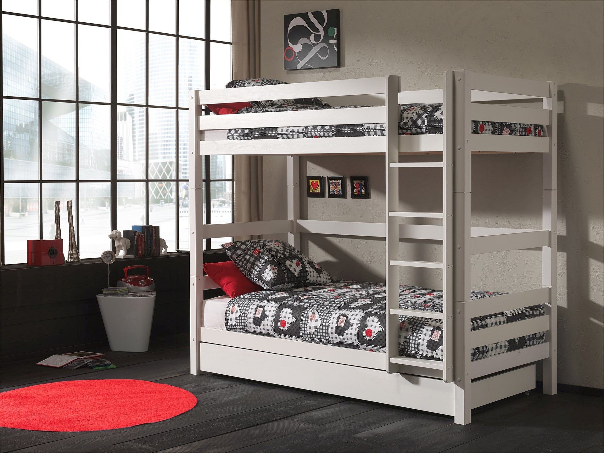 Etagen-Hochbett Pino 180 cm H&ouml;he inkl. Bettschublade versch. Farben 