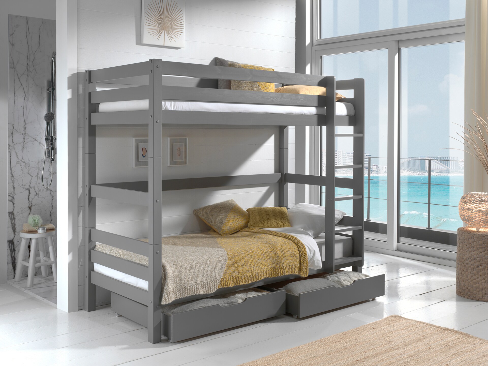 Etagen-Hochbett Pino 180 cm H&ouml;he inkl. 2 Schubladen 