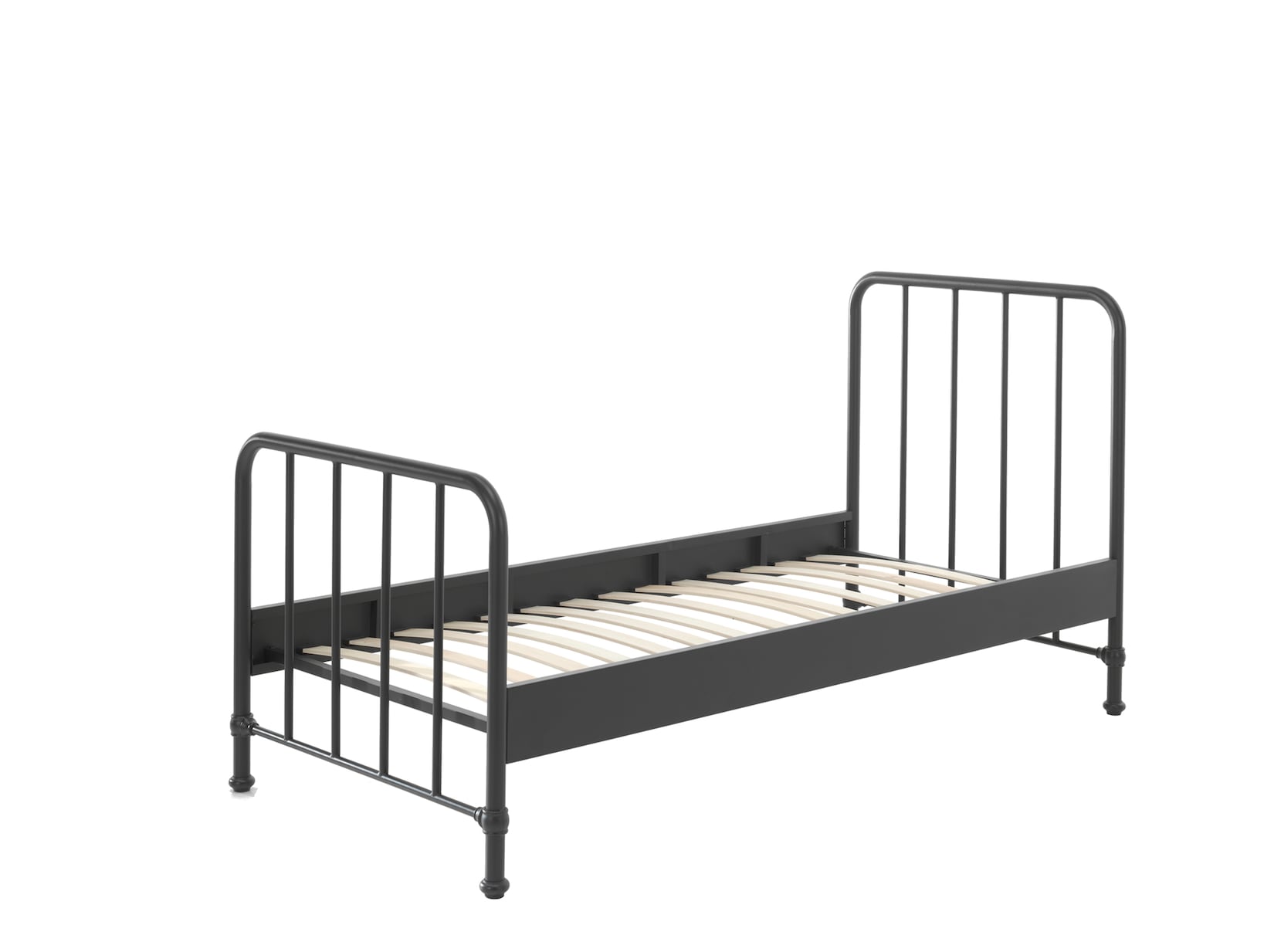 Vipack lit simple en métal noir mat bronxx 90x200cm