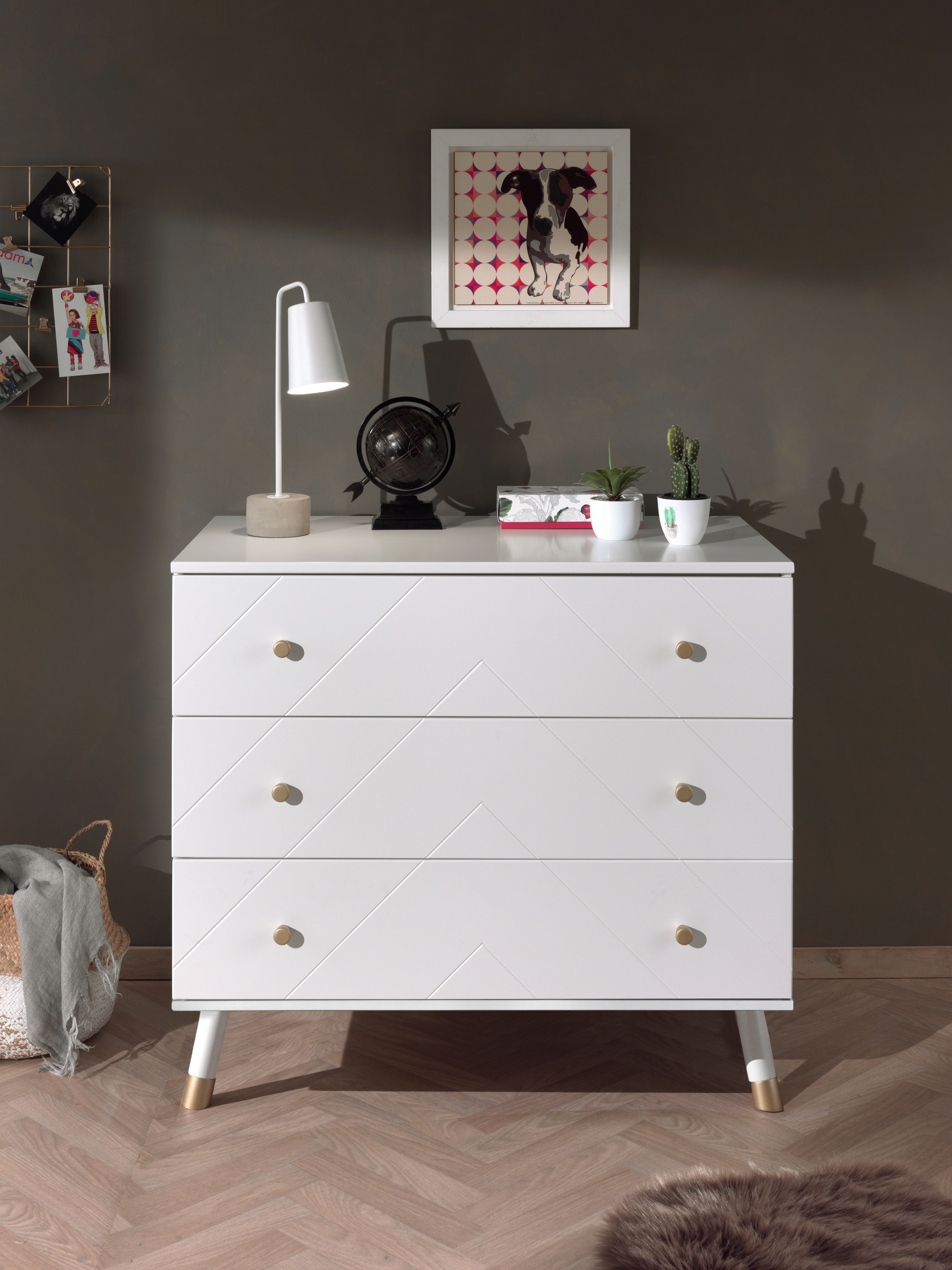 Billy Kommode mit 3 Schubladen, Ausf. Satin Wei&szlig; 