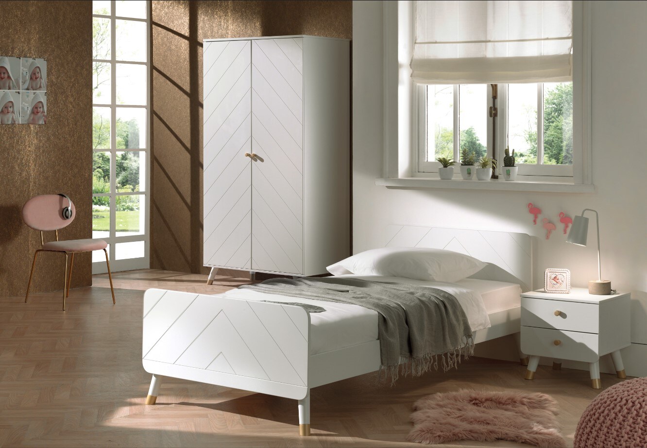 BILLY Jugendzimmer Set 3-tlg. best. aus: Bett 90 x 200 cm, Nachtkonsole und Kleiderschrank 2-trg.
