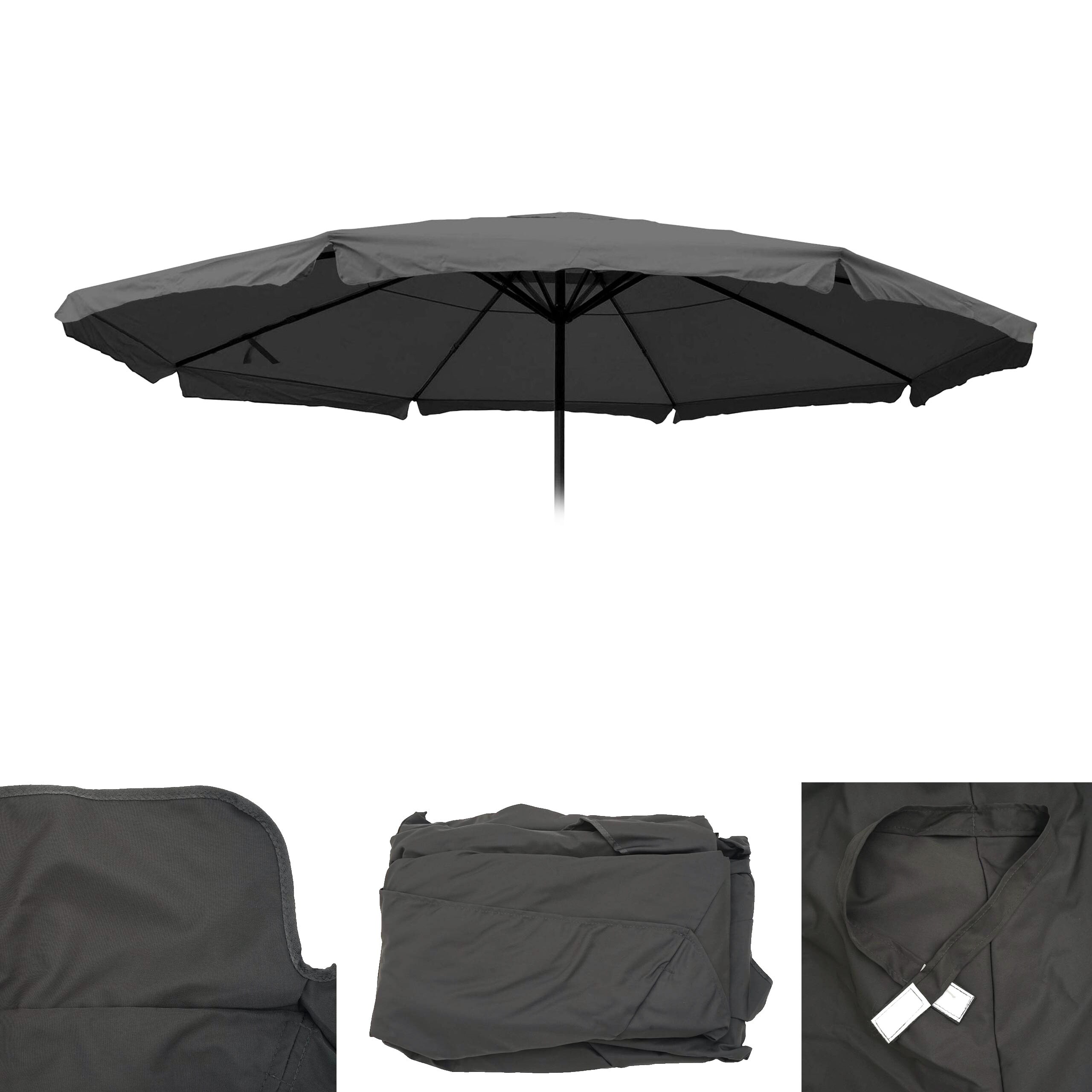 Ersatz-Bezug f&uuml;r Sonnenschirm Carpi Pro, Gastronomie Marktschirm mit Volant &Oslash; 5m, Polyester ~ anthrazit 