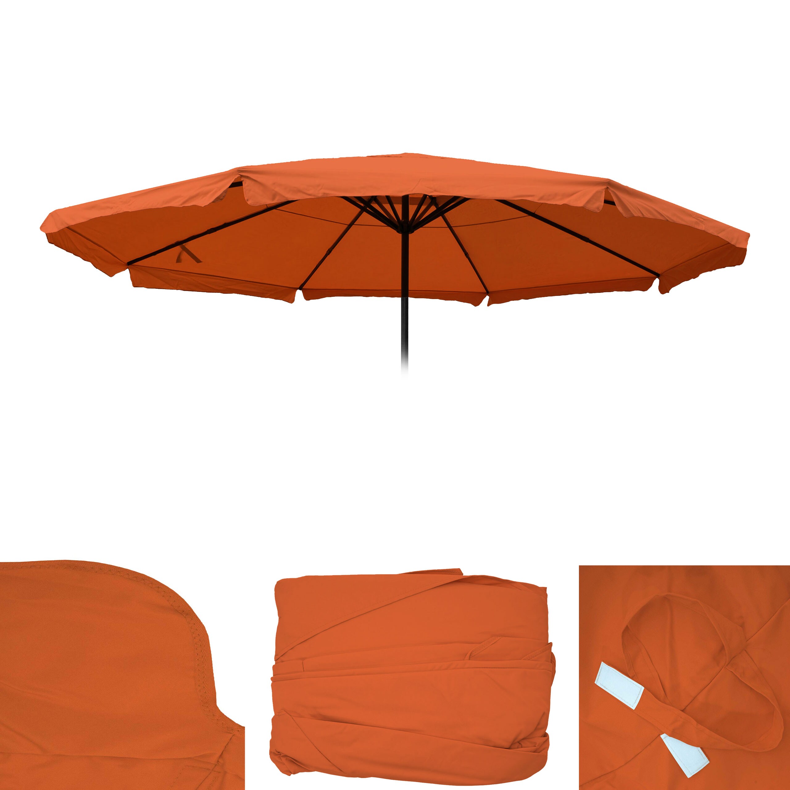 Ersatz-Bezug f&uuml;r Sonnenschirm Carpi Pro, Gastronomie Marktschirm mit Volant &Oslash; 5m, Polyester ~ terracotta 