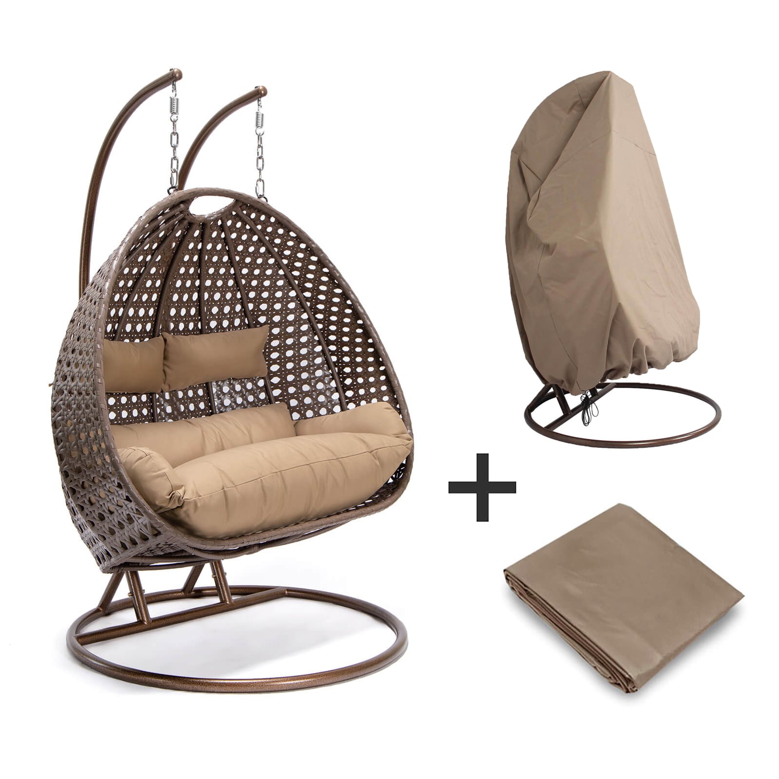 Home Deluxe Polyrattan H&auml;ngesessel &laquo;Twin&raquo; inkl. Regenabdeckung | versch. Farben 