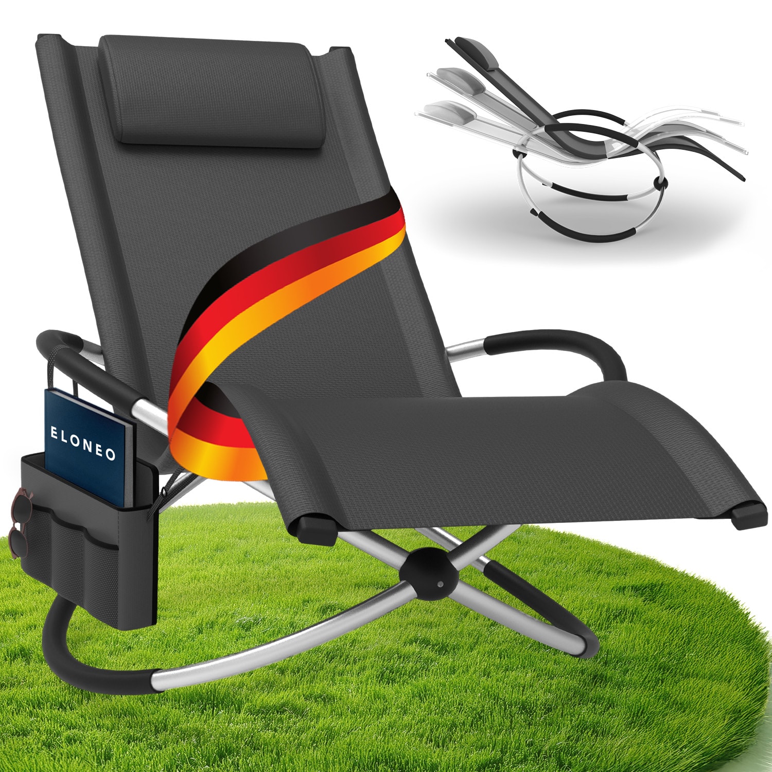 Relax-Schaukelliege inkl. Seitentasche Anthrazit Ohne Auflage 