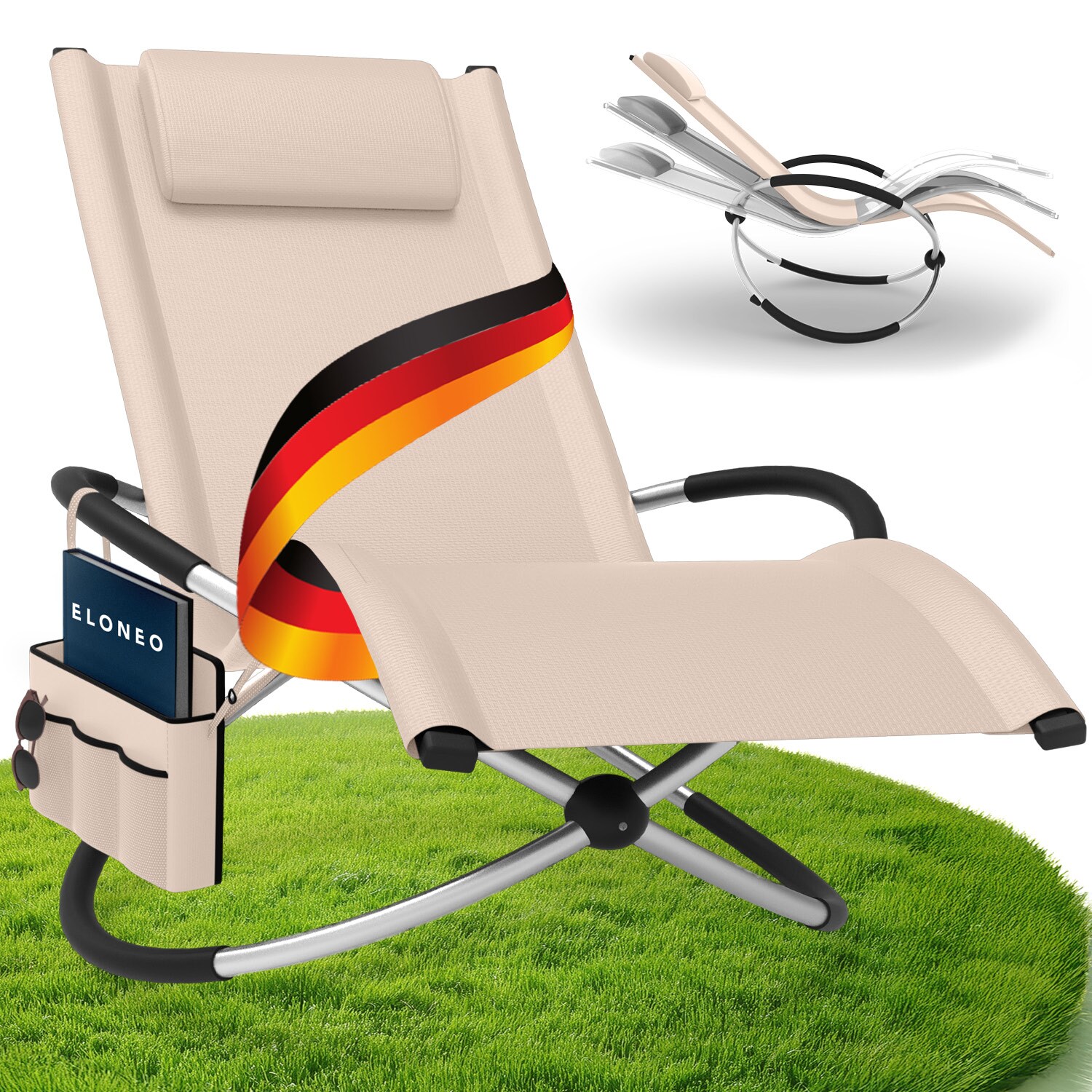 Relax-Schaukelliege inkl. Seitentasche Creme Ohne Auflage 