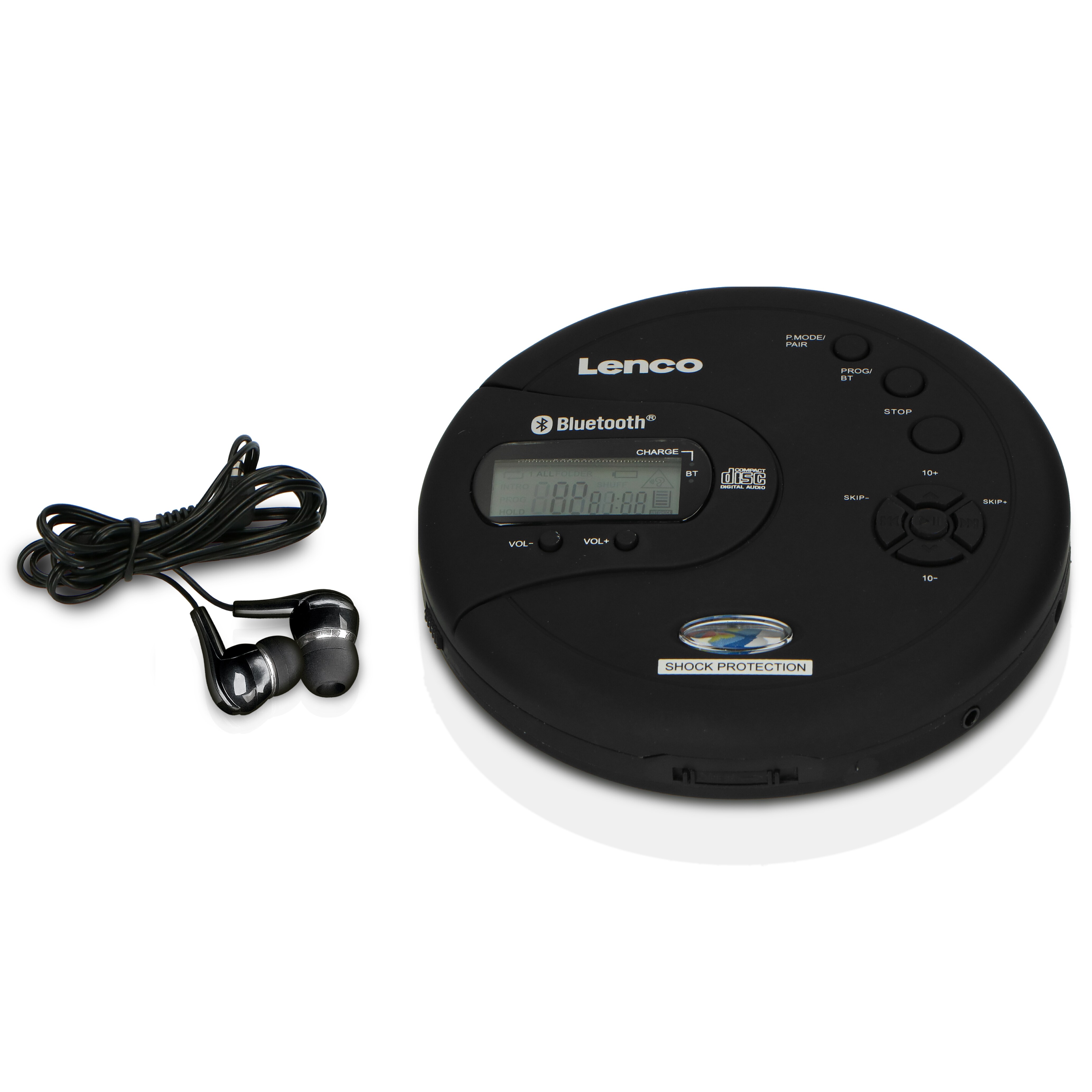 Lenco CD-300BK - Tragbarer Bluetooth CD-MP3-Player mit Sto&szlig;schutz 