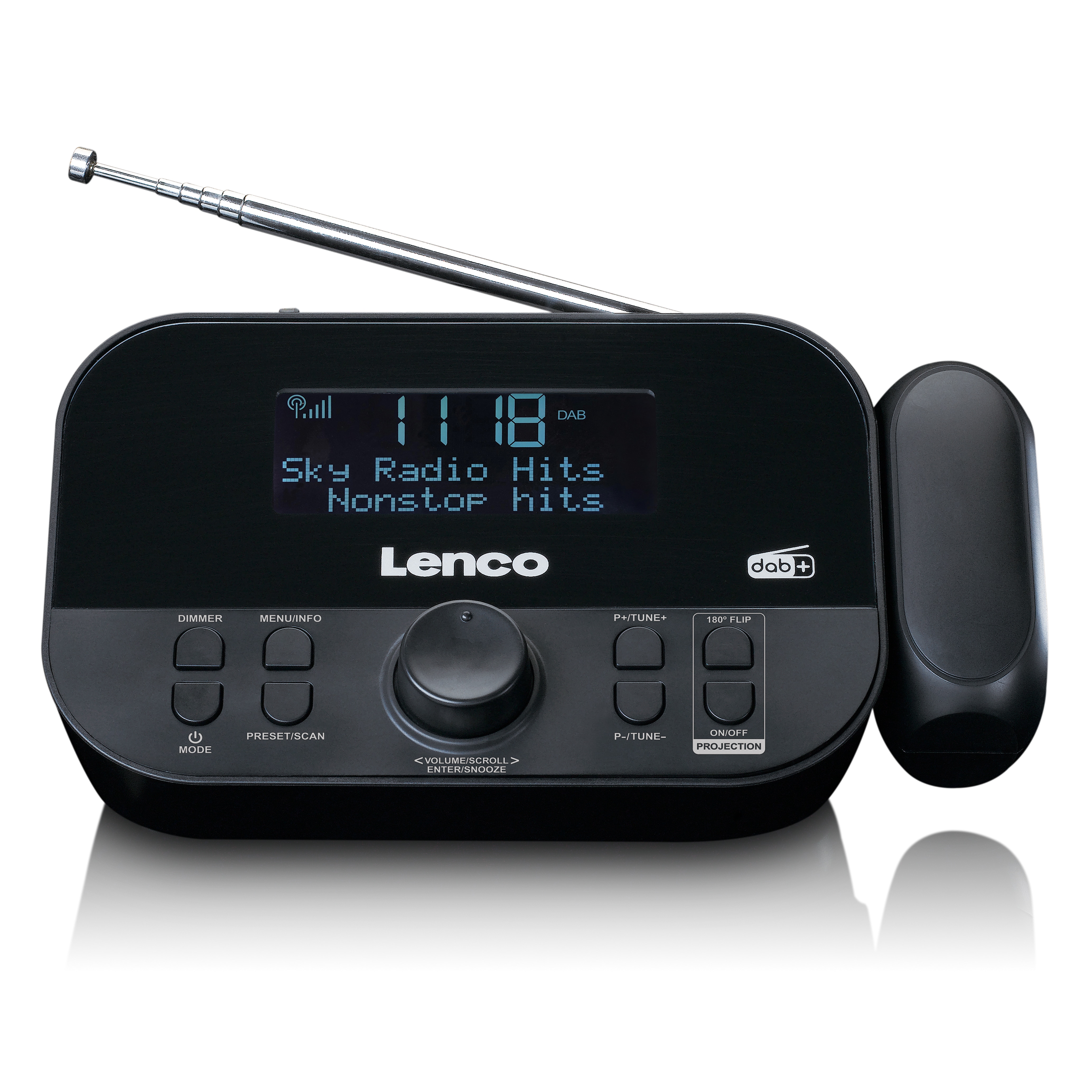 Lenco CR-615BK - DAB+ und FM-Radiowecker mit Zeitprojektion 