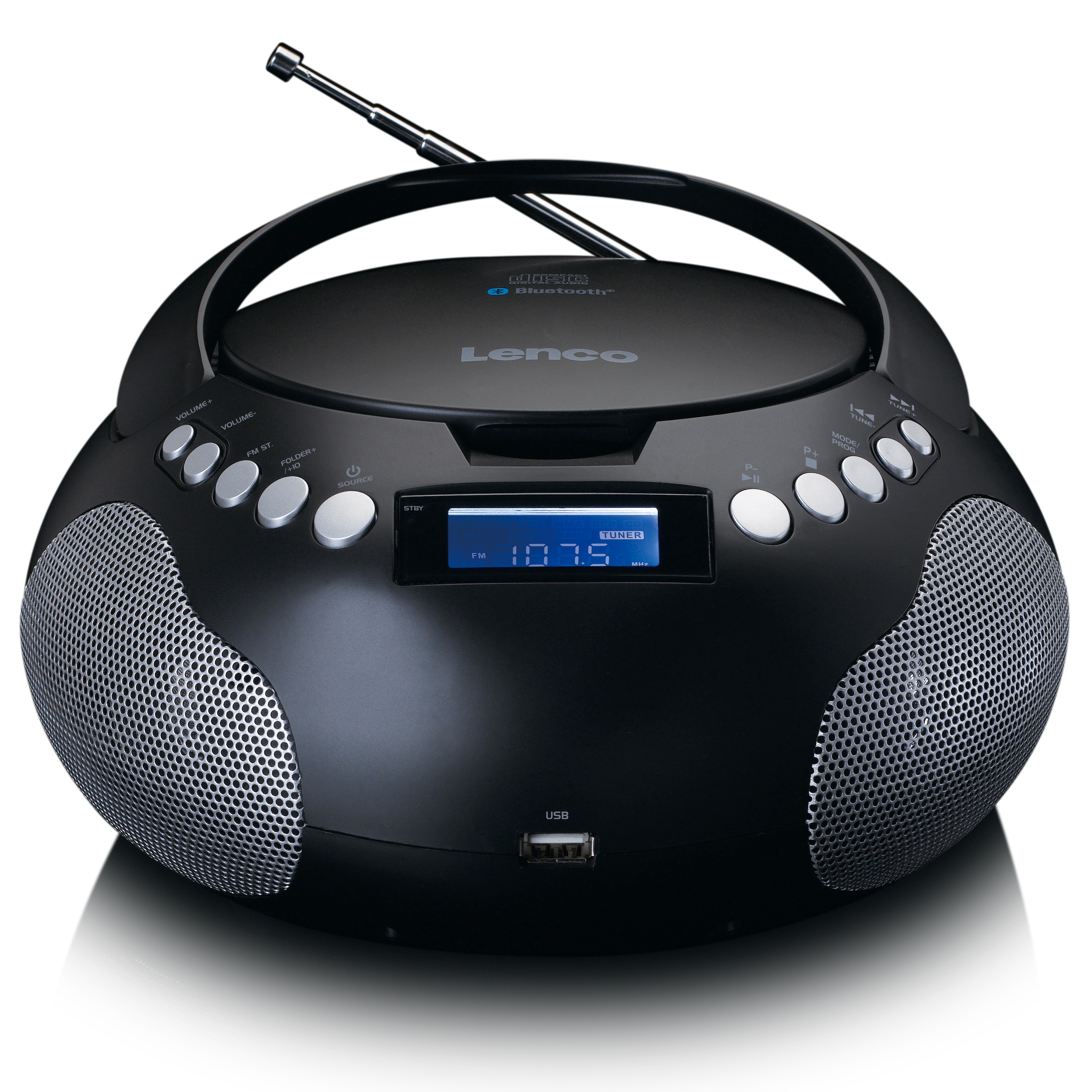 Lenco SCD-331BK Tragbares FM-Radio mit CD/MP3-Player 