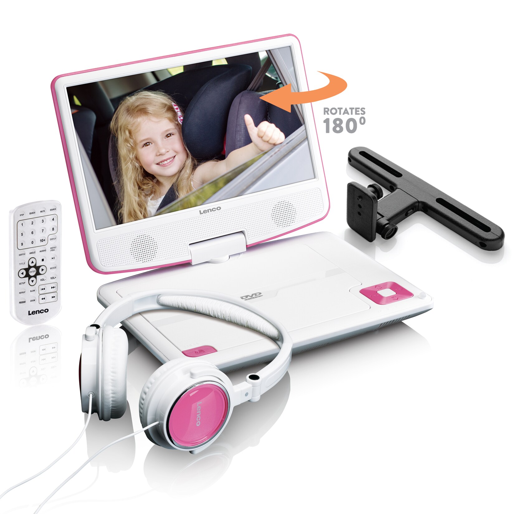 Lenco DVP-910 - DVD-Player - tragbar -Anzeige: 22,5 cm (9) - pink (DVP910PINK)