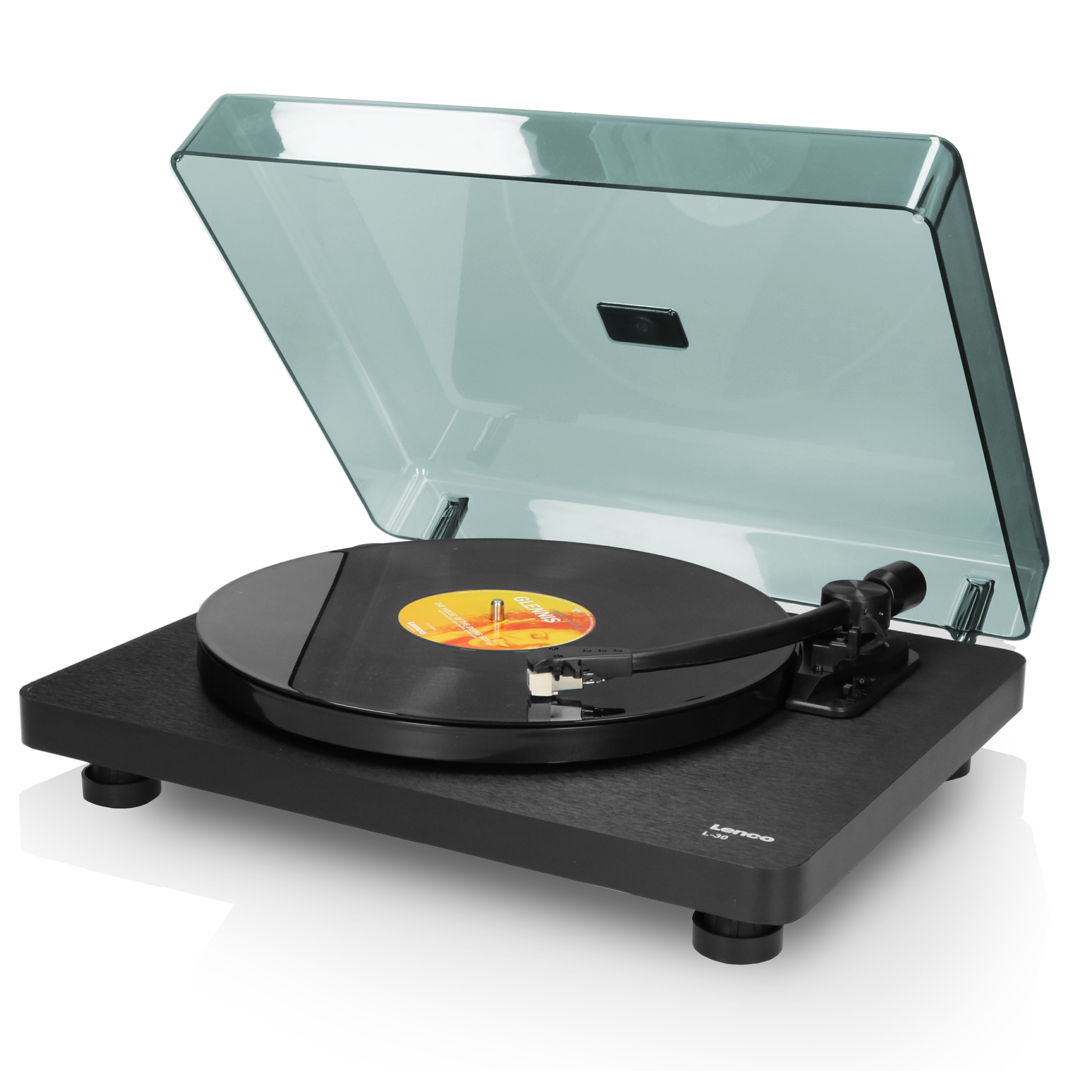 Lenco L-30BK - Plattenspieler mit Riemenantrieb und Holzgeh&auml;use - USB/PC-Encoding - Auto-Stopp-Funktion - Schwarz 