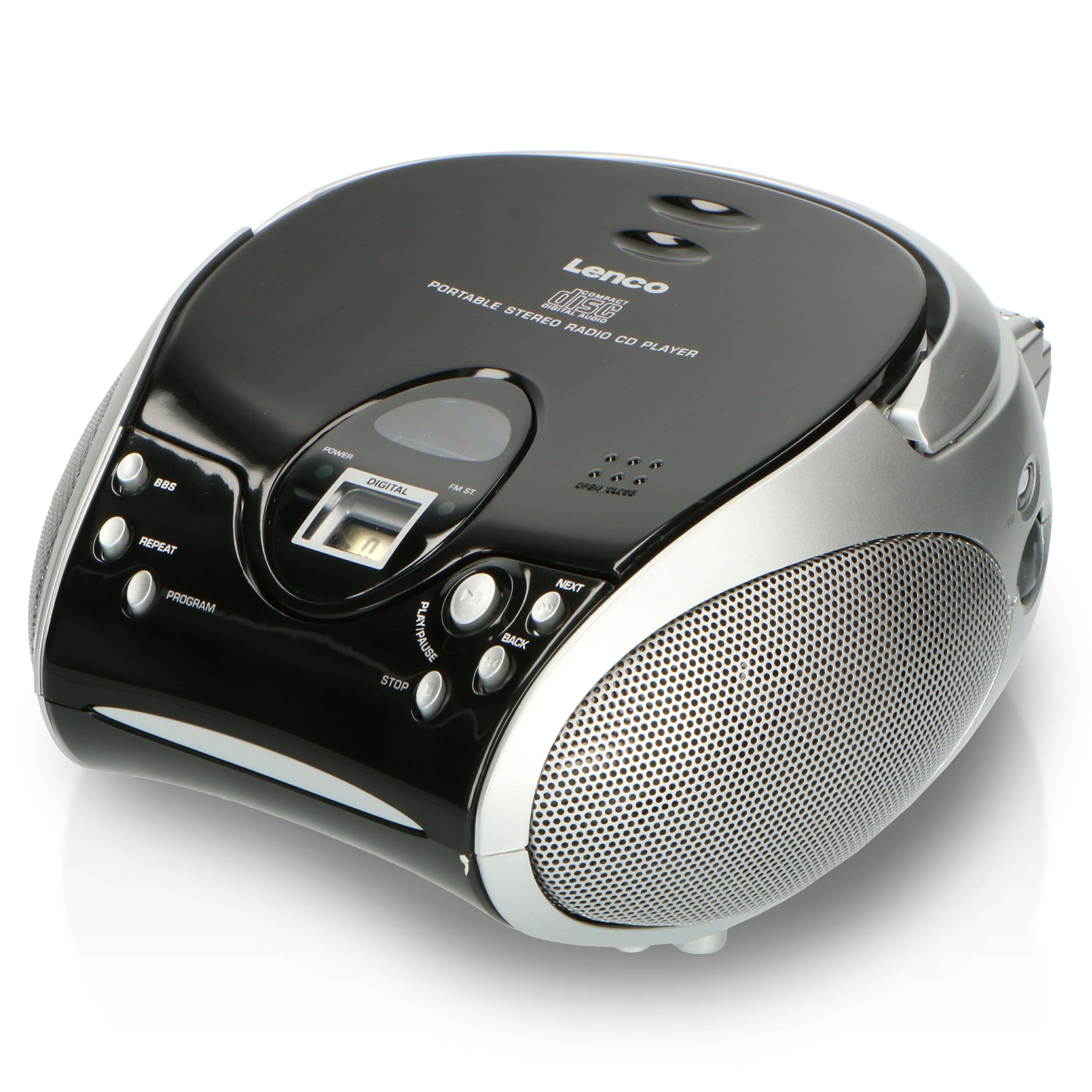 Lenco SCD-24 Black/Silver Tragbares FM-Radio mit CD-Player Kopfh&ouml;reranschlu&szlig; Silber/Schwarz 