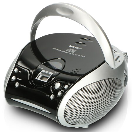 bei Silber/Schwarz CD-Player bestellen FM-Radio Marktkauf Black/Silver Lenco Kopfhöreranschluß Tragbares SCD-24 online mit