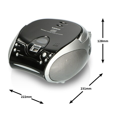 Lenco SCD-24 Black/Silver Tragbares online mit CD-Player bestellen Kopfhöreranschluß FM-Radio Silber/Schwarz Marktkauf bei