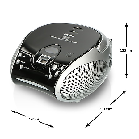 Lenco bestellen mit bei Tragbares online SCD-24 Black/Silver Silber/Schwarz Kopfhöreranschluß Marktkauf CD-Player FM-Radio
