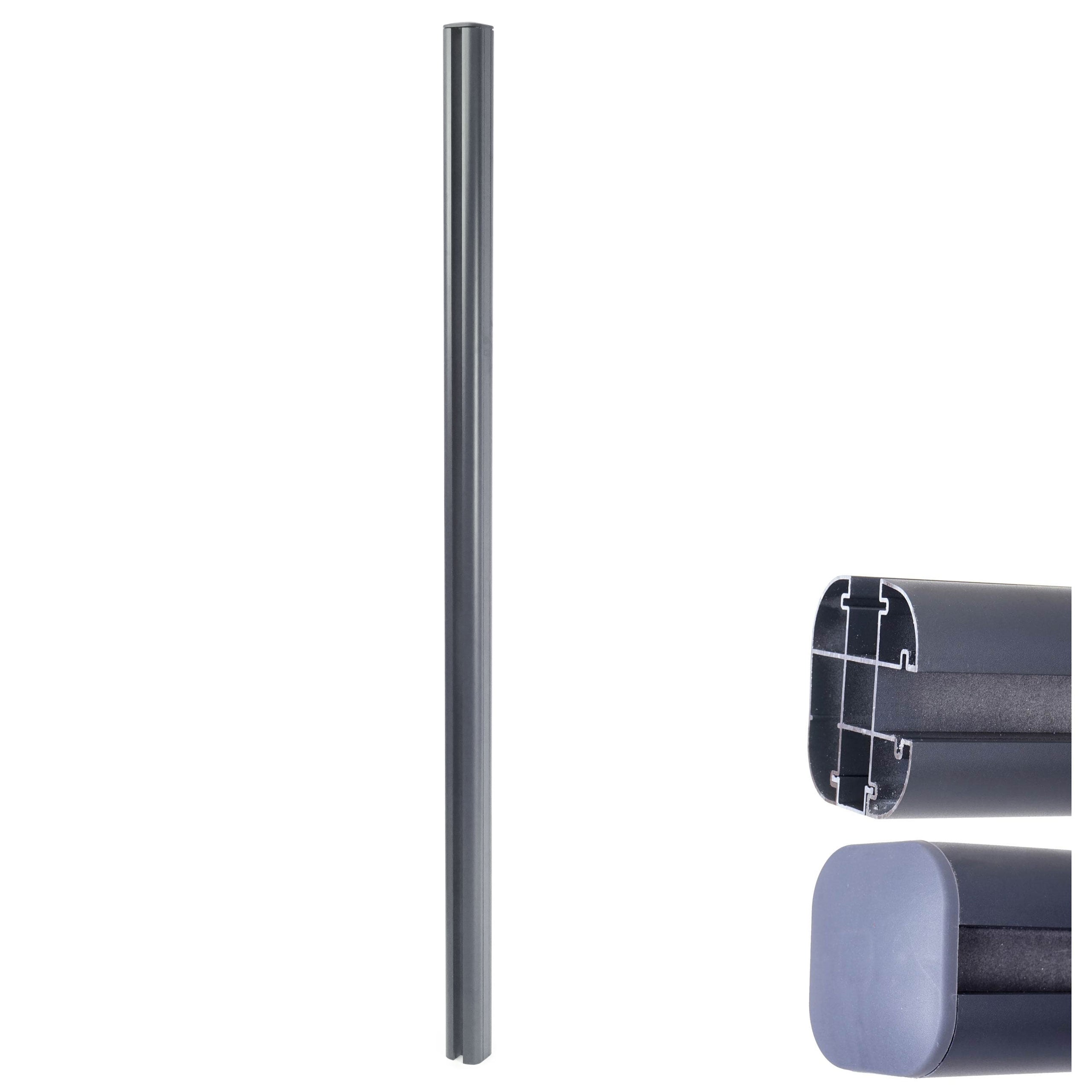Alu-Pfosten Savoie-WPC-Zaun, Pfeiler Pfahl, Stecksystem ~ 240cm, grau 