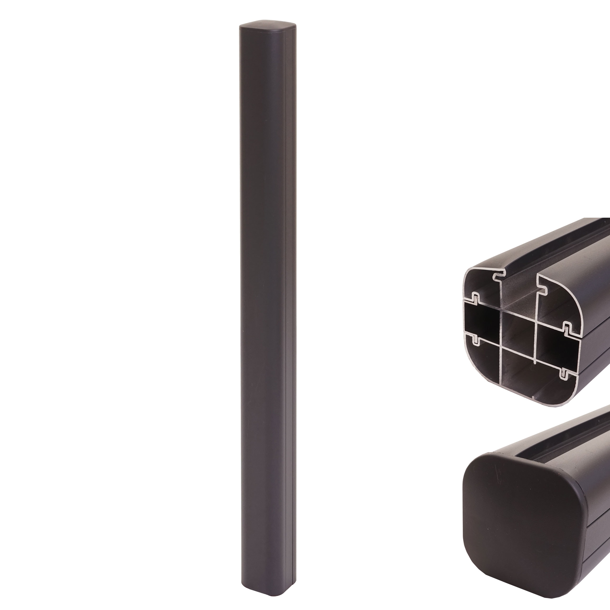 Alu-Pfosten Savoie-WPC-Zaun, Pfeiler Pfahl, Stecksystem ~ 98cm, anthrazit 