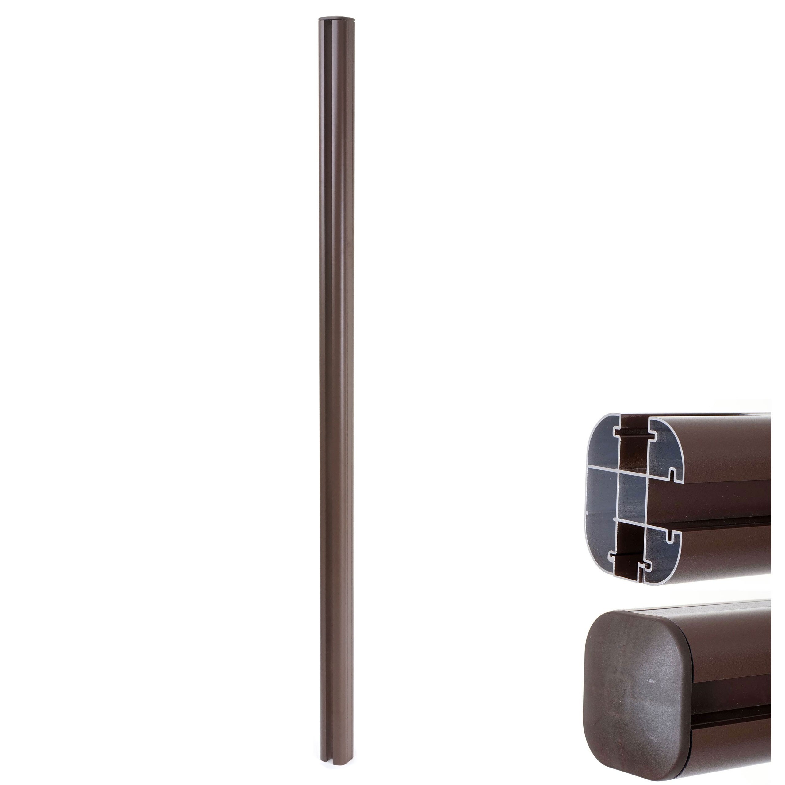 Alu-Pfosten Savoie-WPC-Zaun, Pfeiler Pfahl, Stecksystem ~ 240cm, braun 