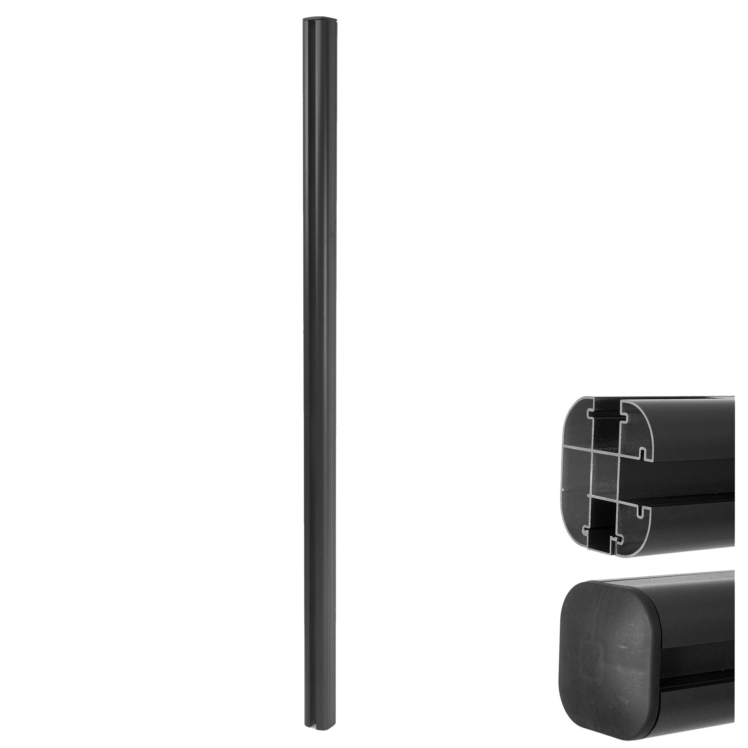 Alu-Pfosten Savoie-WPC-Zaun, Pfeiler Pfahl, Stecksystem ~ 240cm, anthrazit 