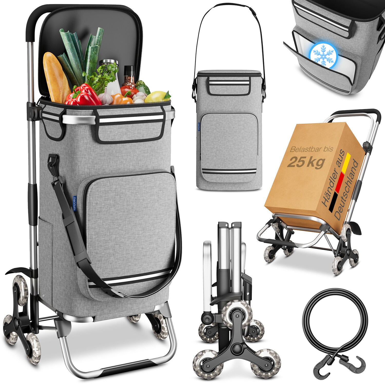 Treppensteiger-Einkaufstrolley »Premium«, Silber