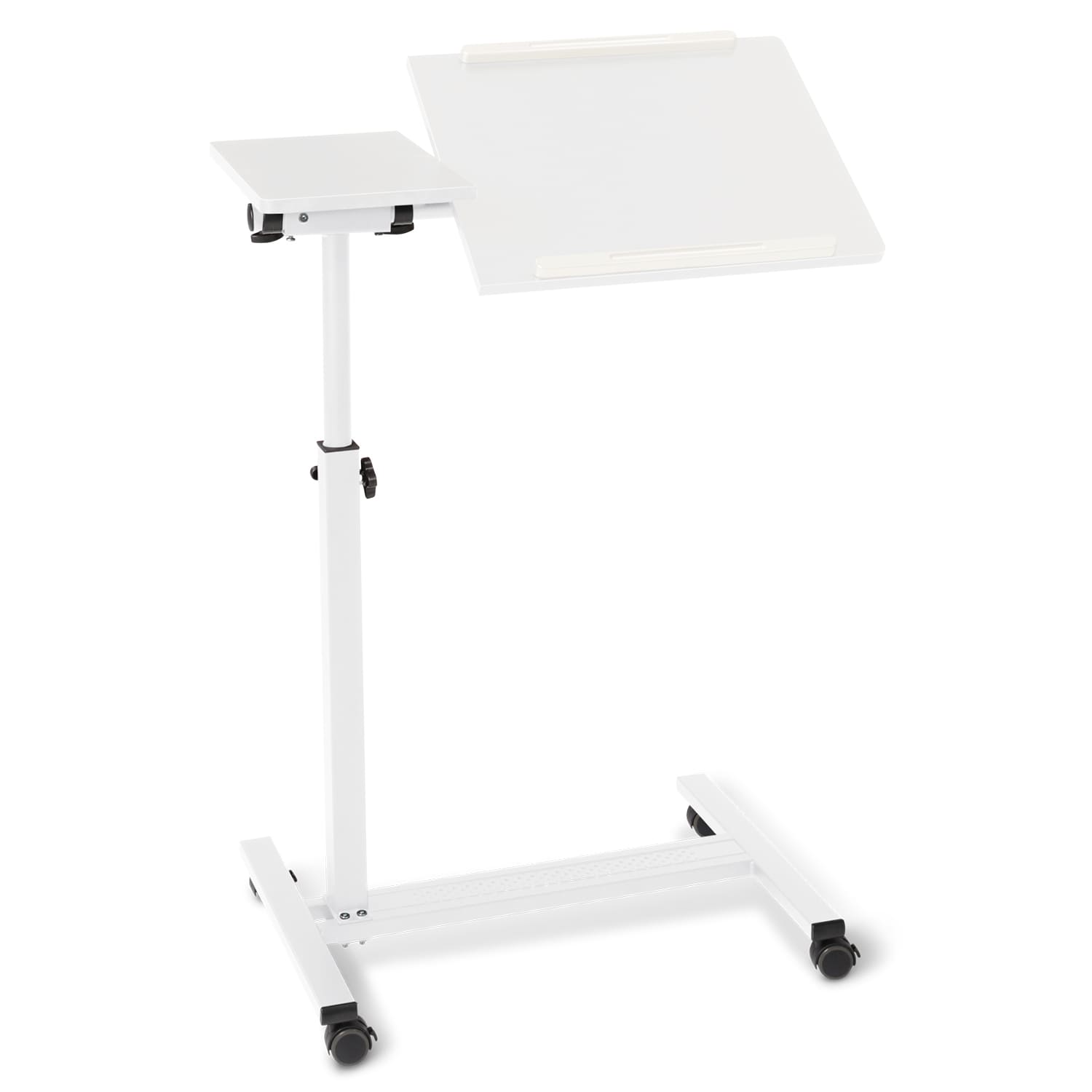 Bett- und Beistelltisch, h&ouml;henverstellbar 73-118 cm, mit Rollen, wei&szlig; 