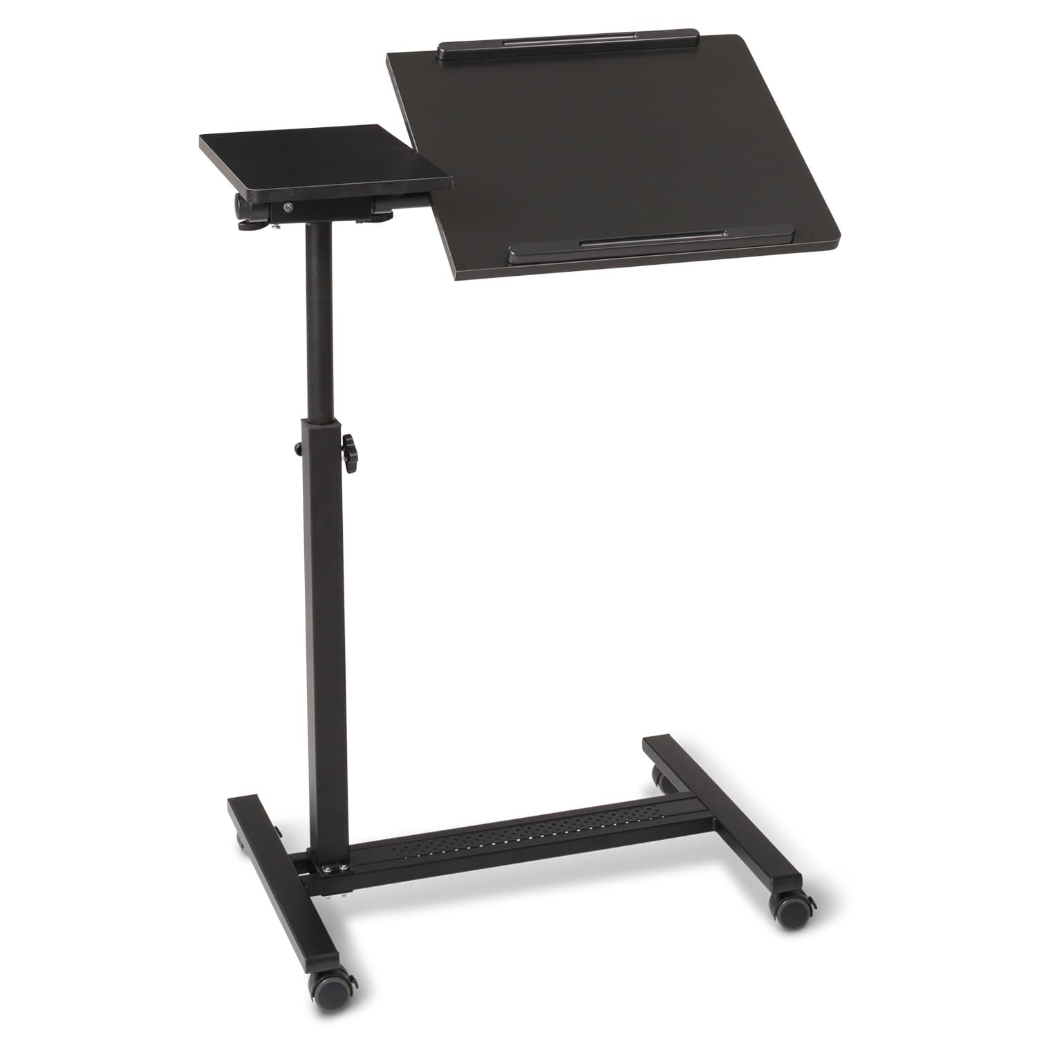 Bett- und Beistelltisch, h&ouml;henverstellbar 73-118 cm, mit Rollen, schwarz 