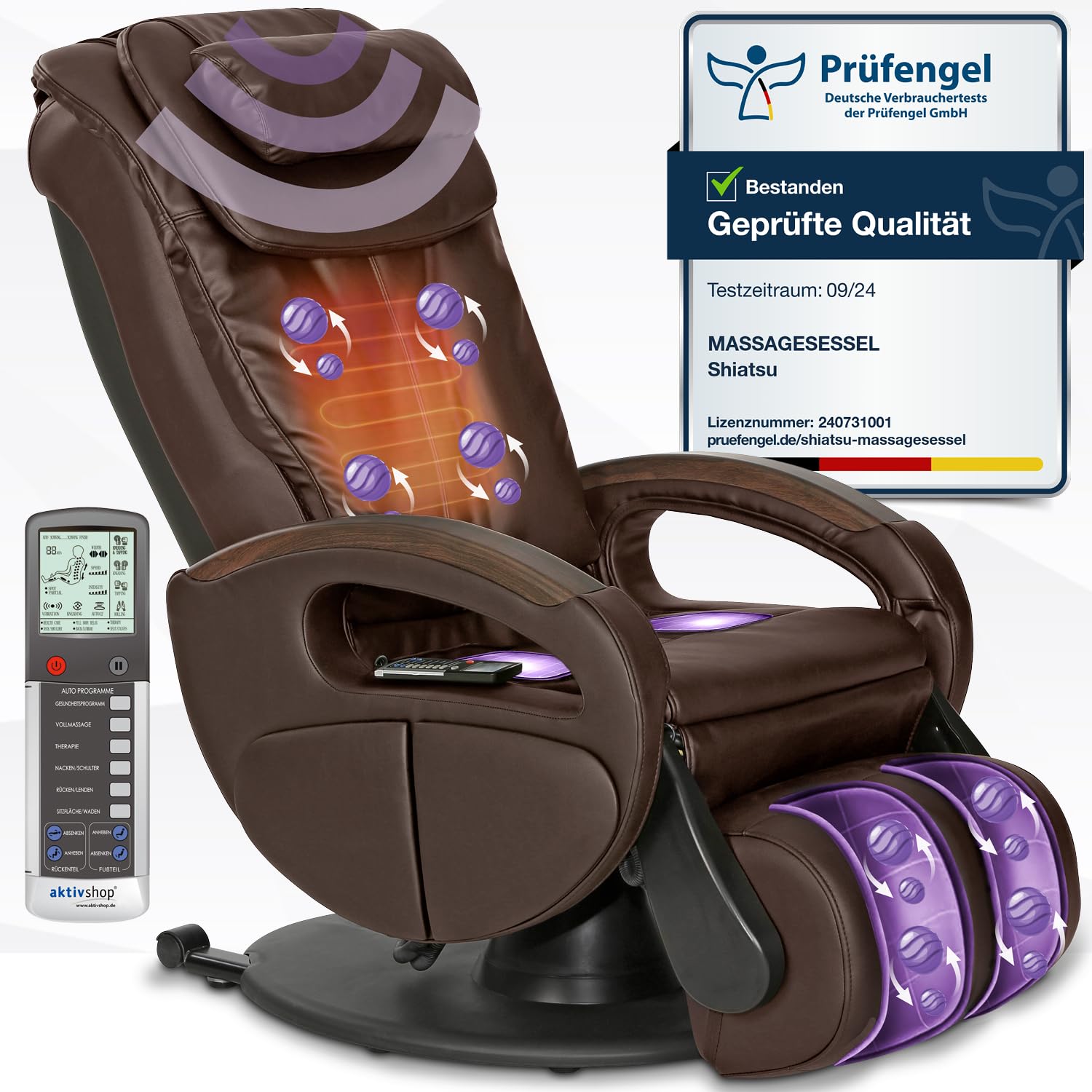 Massagesessel &raquo;Komfort Deluxe&laquo; mit Aufstehhilfe, Braun 