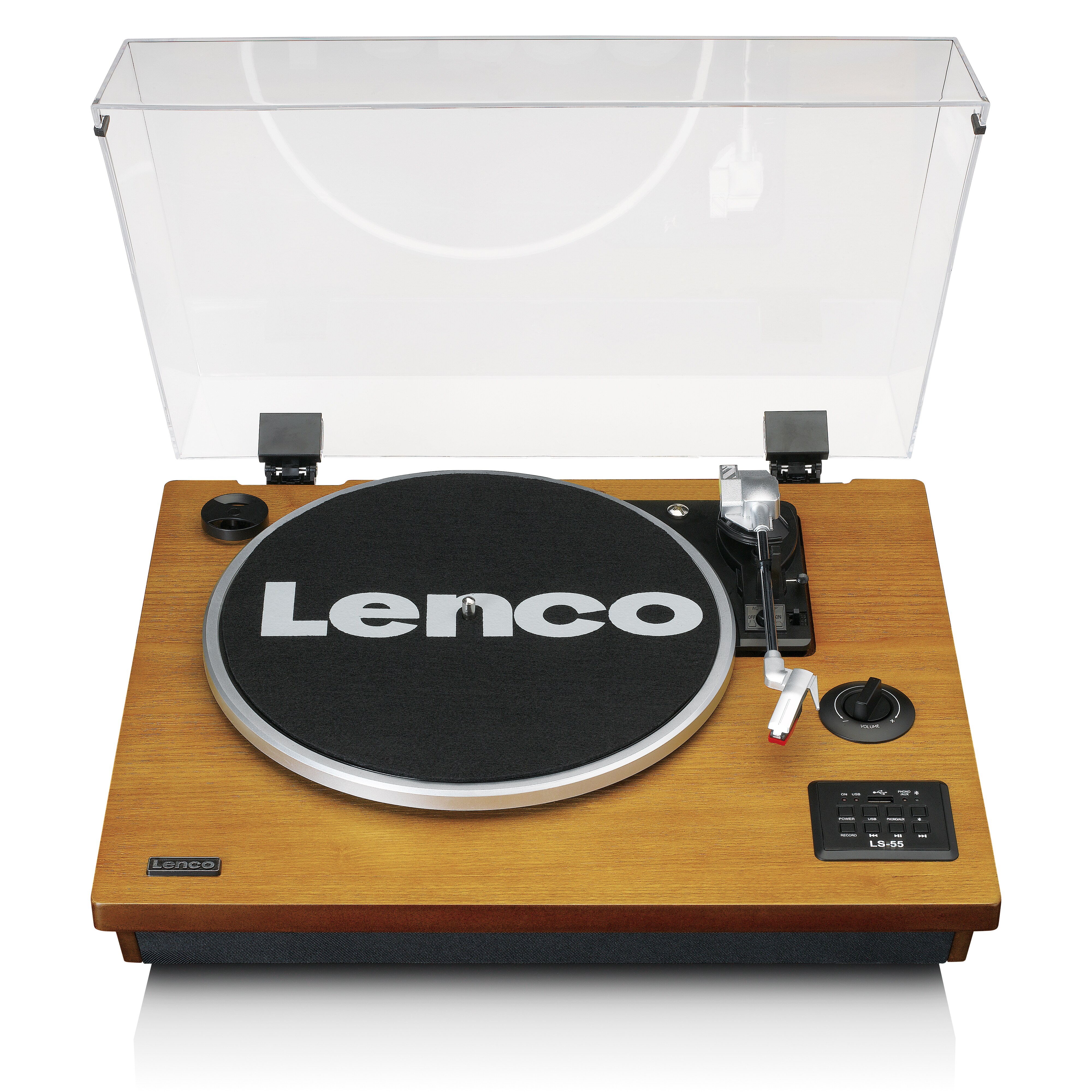 Lenco LS-55WA Plattenspieler mit BT, USB, MP3, Lautsprecher 