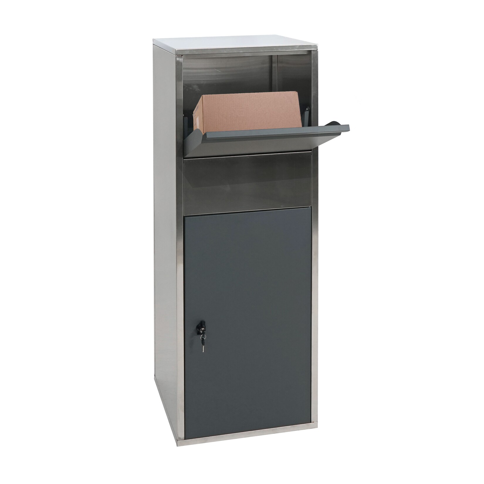 Paketkasten -G80, Paketbox Standbriefkasten Paketbriefkasten Größe XL ~ Edelstahl anthrazit